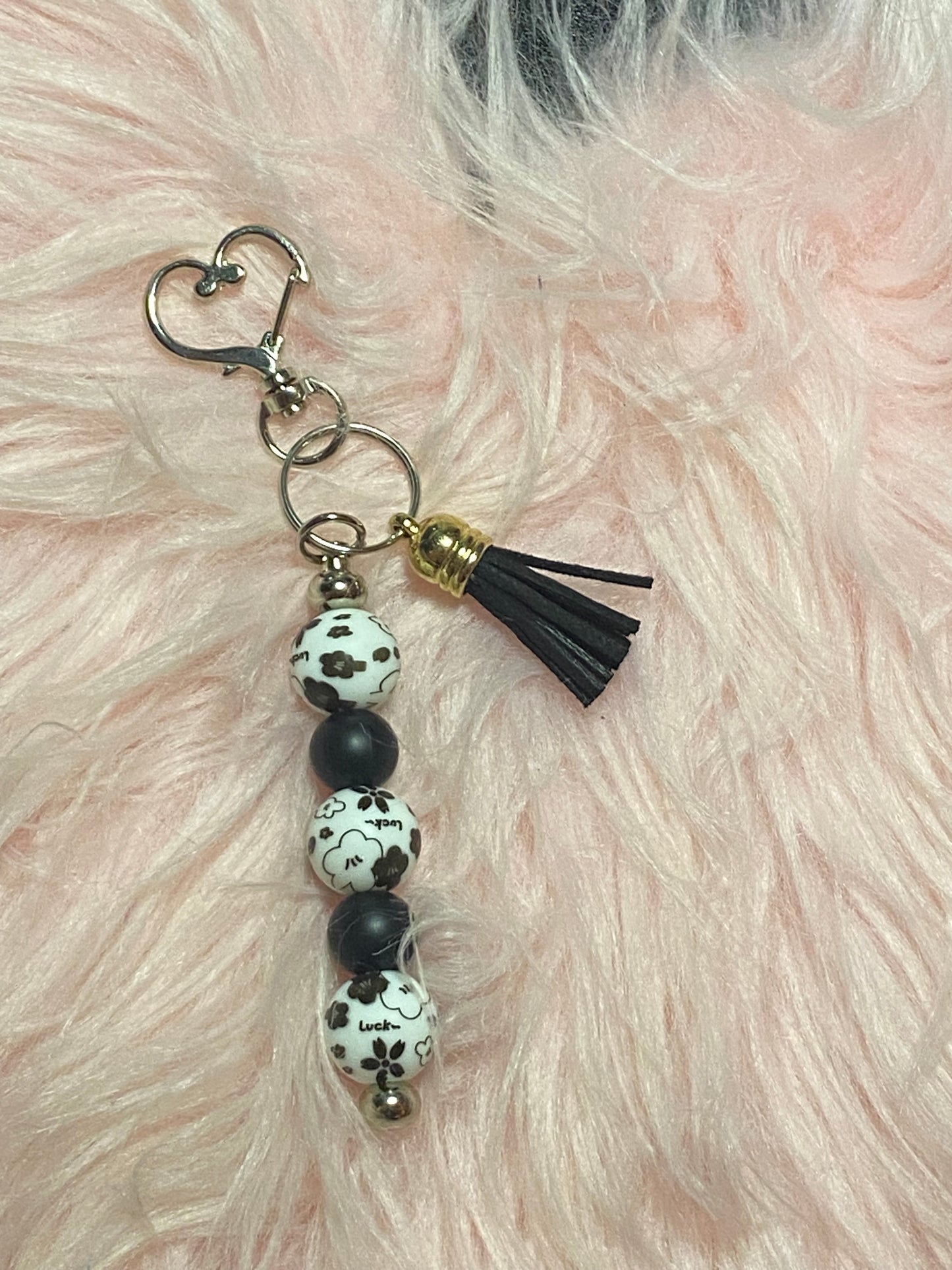 Beaded Keychain with Tassel, Awareness Accessories, Autism Awareness, Breast Cancer Awareness