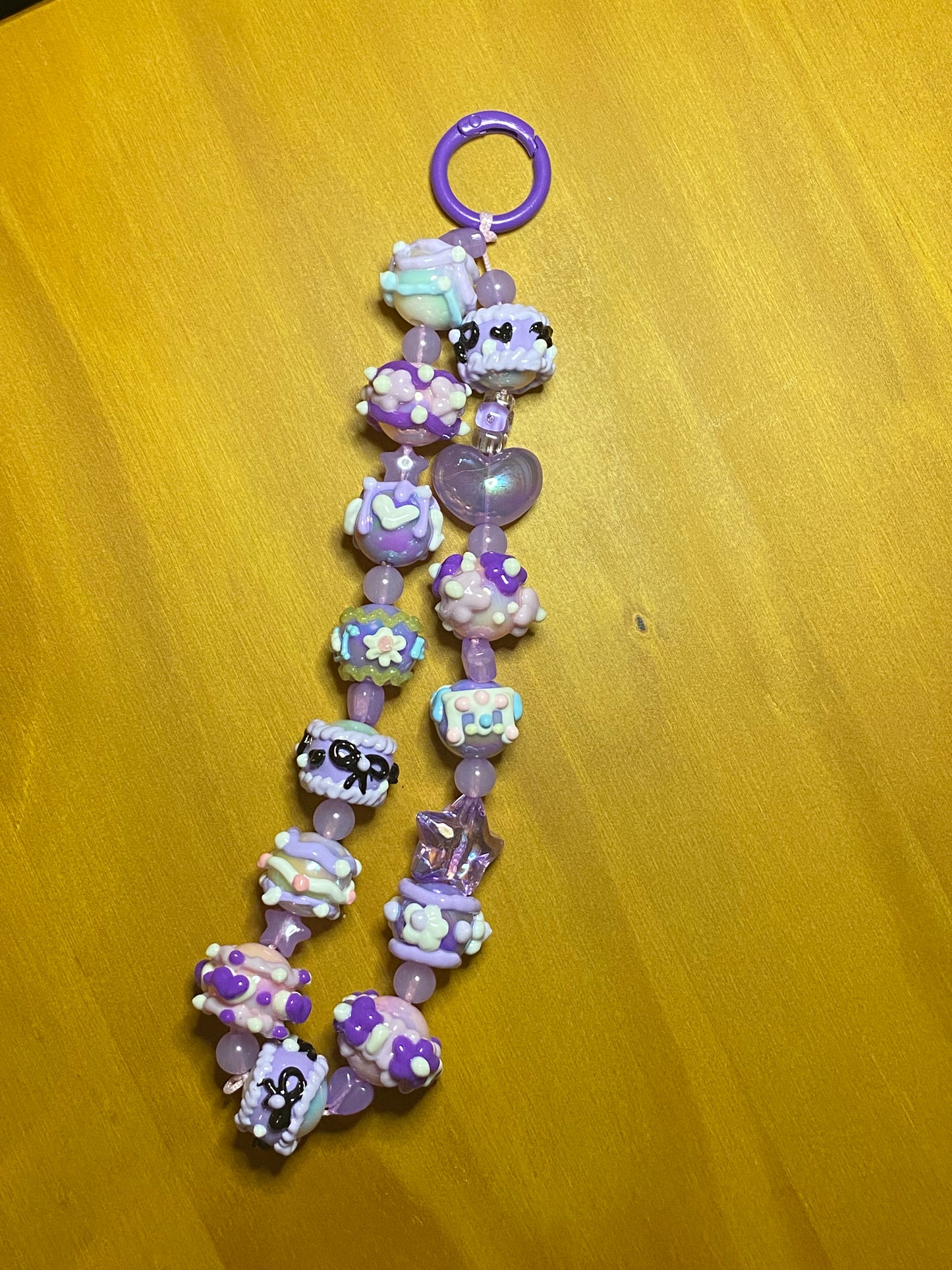Coquette Beaded Bag Charms, Handpainted Beaded Keychain,Handmade Beaded Purse Charms, Handmade Kawaii Bag Charms, Pastel Phone Chain Wristlet, Phone Accessories, Chunky Beaded Phone Chain Wrist