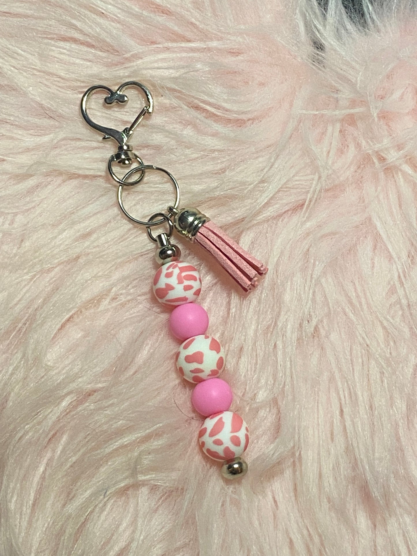 Beaded Keychain with Tassel, Awareness Accessories, Autism Awareness, Breast Cancer Awareness