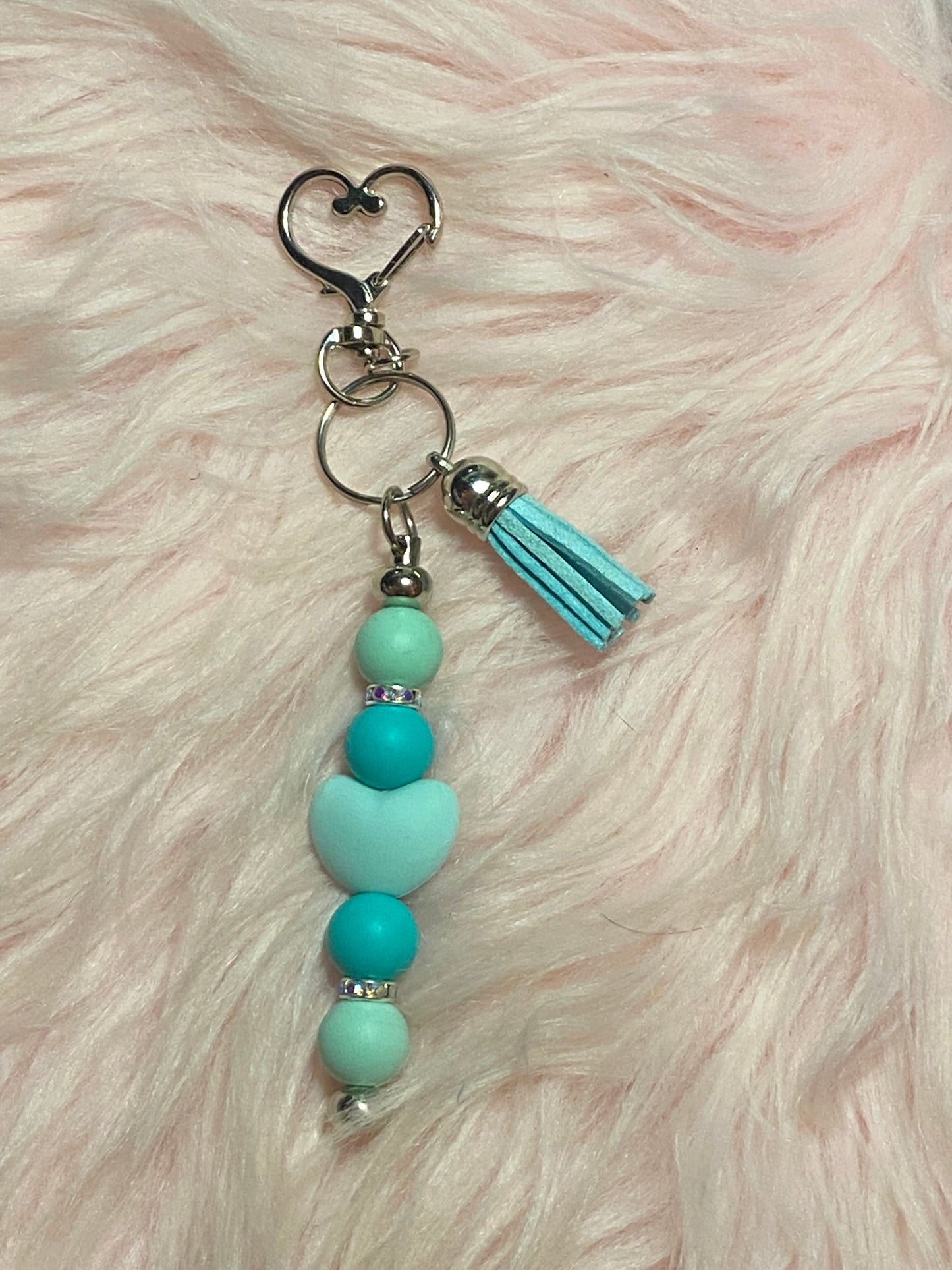 Beaded Keychain with Tassel, Awareness Accessories, Autism Awareness, Breast Cancer Awareness