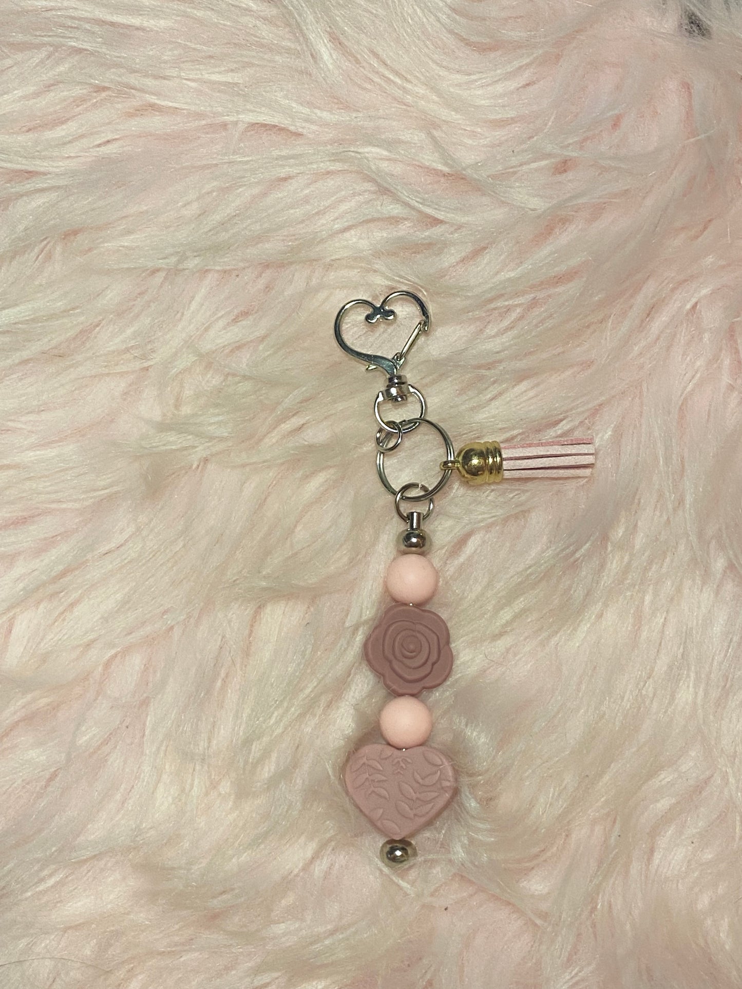 Beaded Keychain with Tassel, Awareness Accessories, Autism Awareness, Breast Cancer Awareness