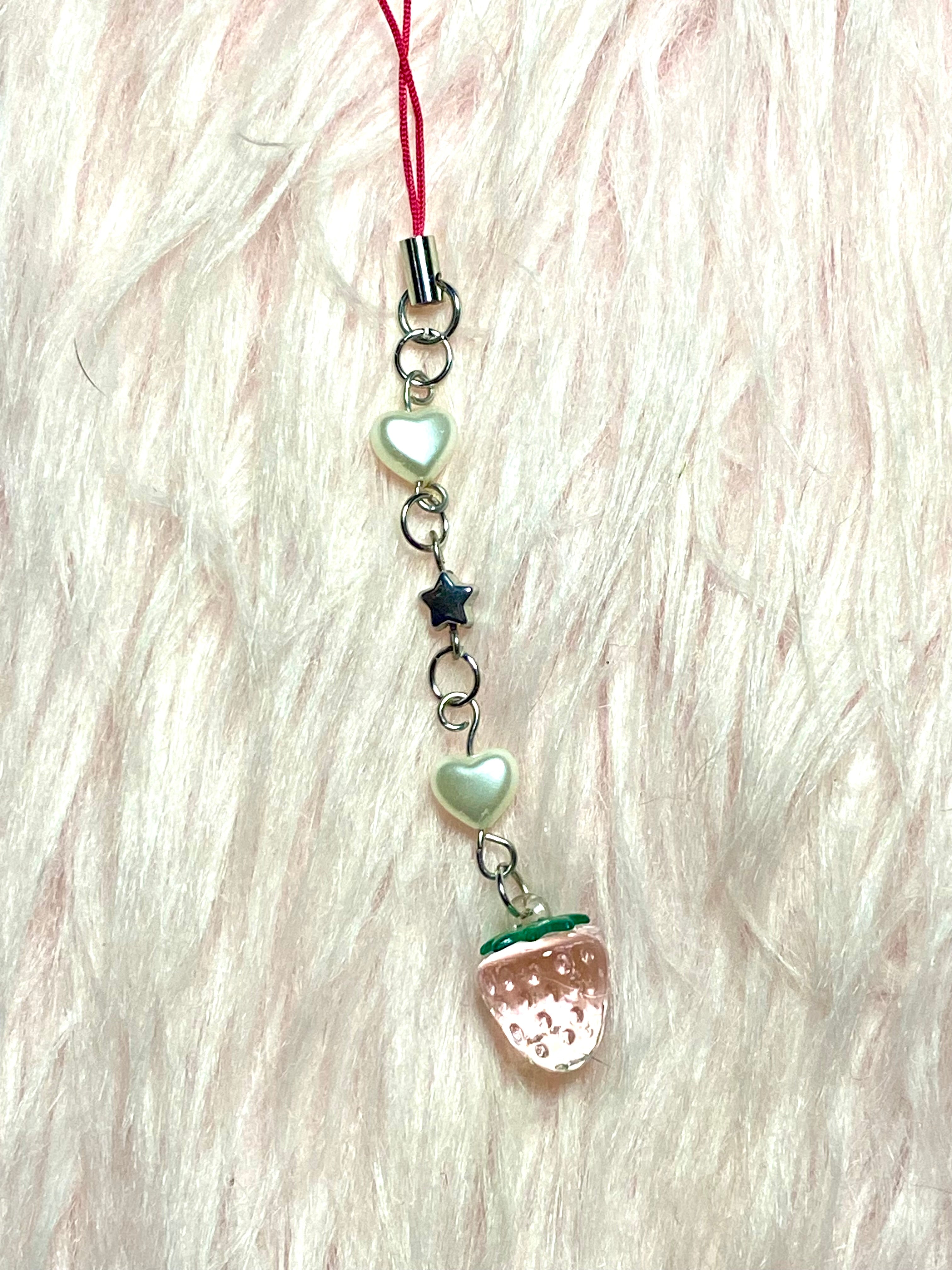 Coquette Dangle Phone Charms, Coquette Accessories, Strawberries, Cherries, Bows