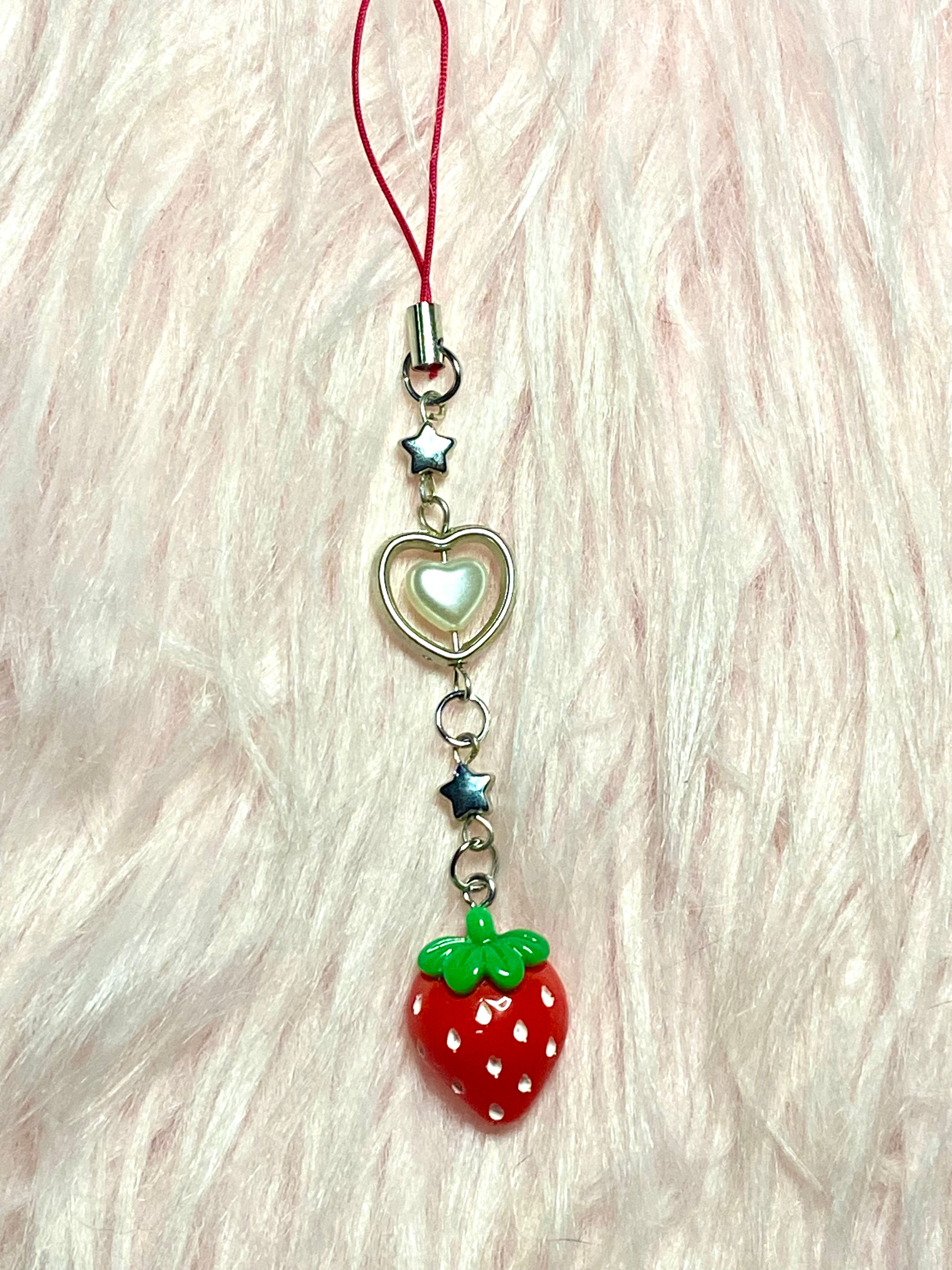 Coquette Dangle Phone Charms, Coquette Accessories, Strawberries, Cherries, Bows