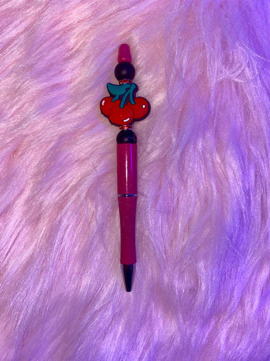 Dark Purple Black Cherry Beaded Pen