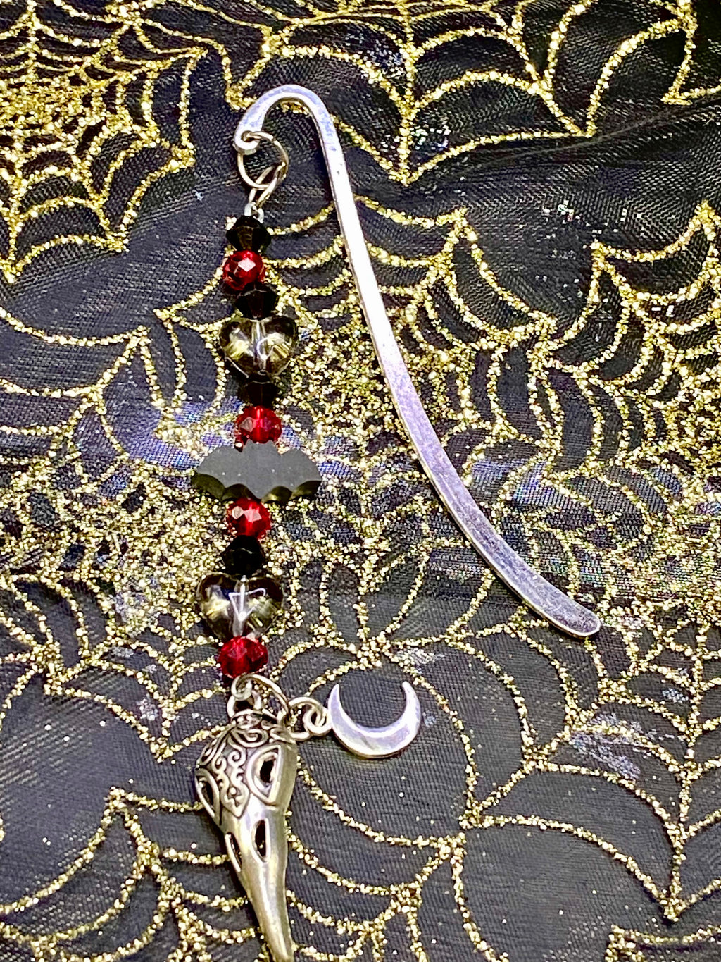 Halloween Beaded Bookmark, Spooky Bookmark, Boo Basket, The Raven Bookmark, Nevermore,Poe Inspired Bookmark, Dangle Charm Bookmark, Book Lover Gift, Cute Bookish Gifts