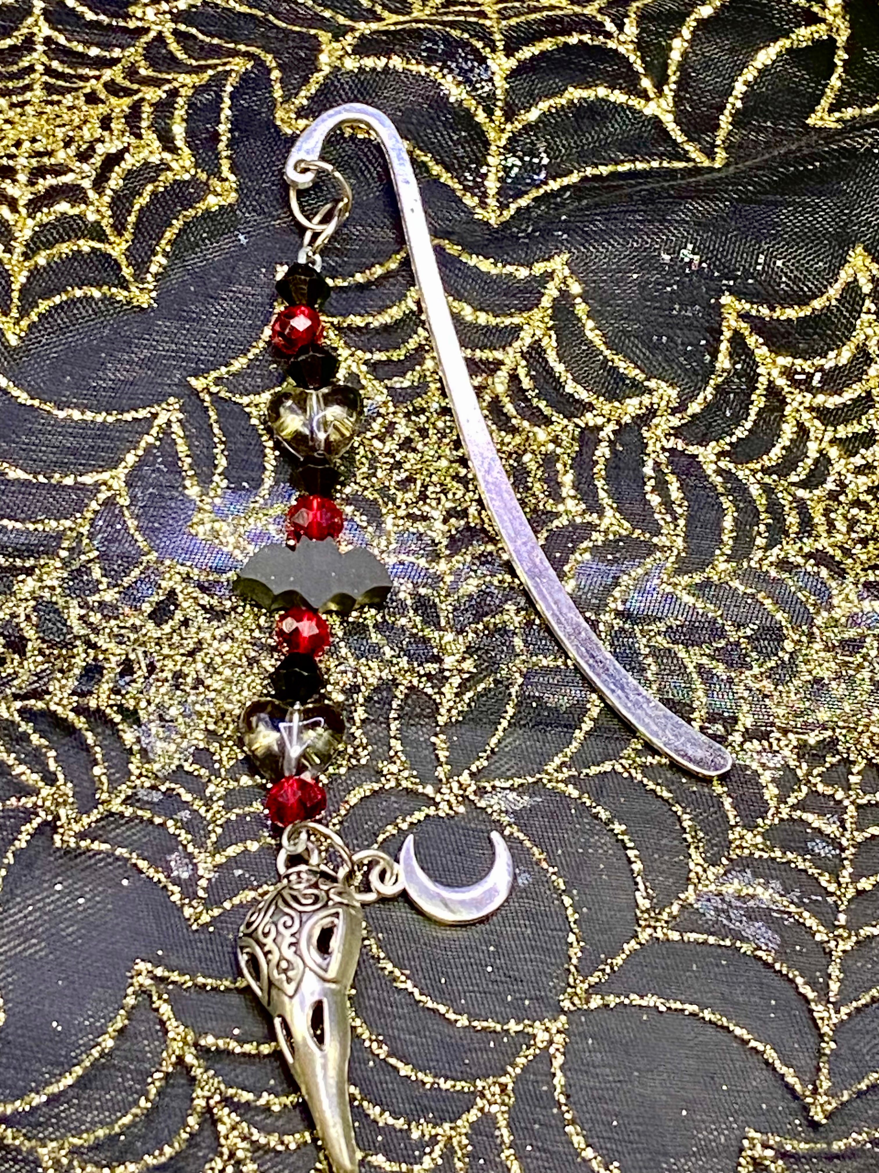 Halloween Beaded Bookmark, Spooky Bookmark, Boo Basket, The Raven Bookmark, Nevermore,Poe Inspired Bookmark, Dangle Charm Bookmark, Book Lover Gift, Cute Bookish Gifts