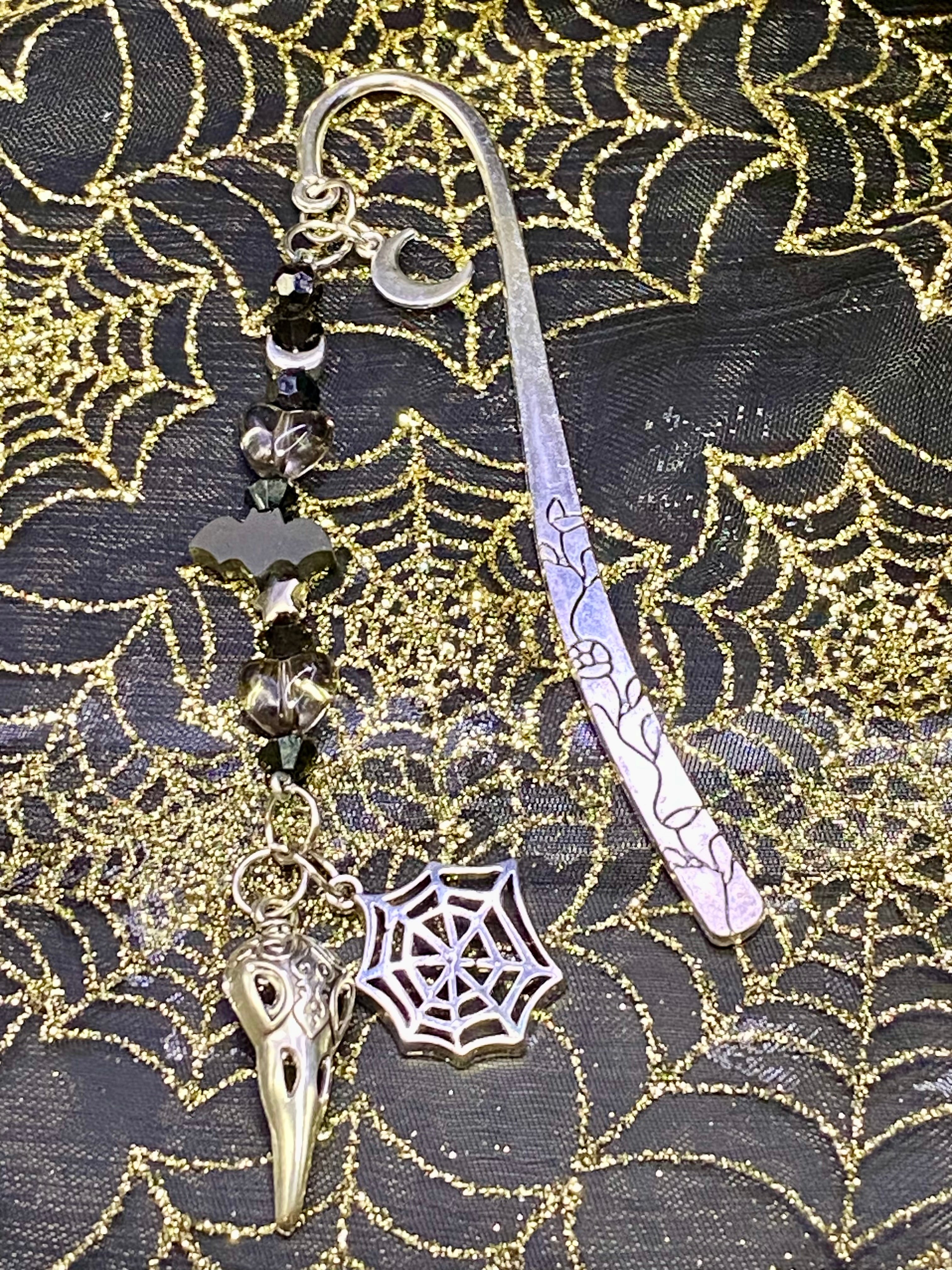 Halloween Beaded Bookmark, Spooky Bookmark, Boo Basket, The Raven Bookmark, Nevermore,Poe Inspired Bookmark, Dangle Charm Bookmark, Book Lover Gift, Cute Bookish Gifts