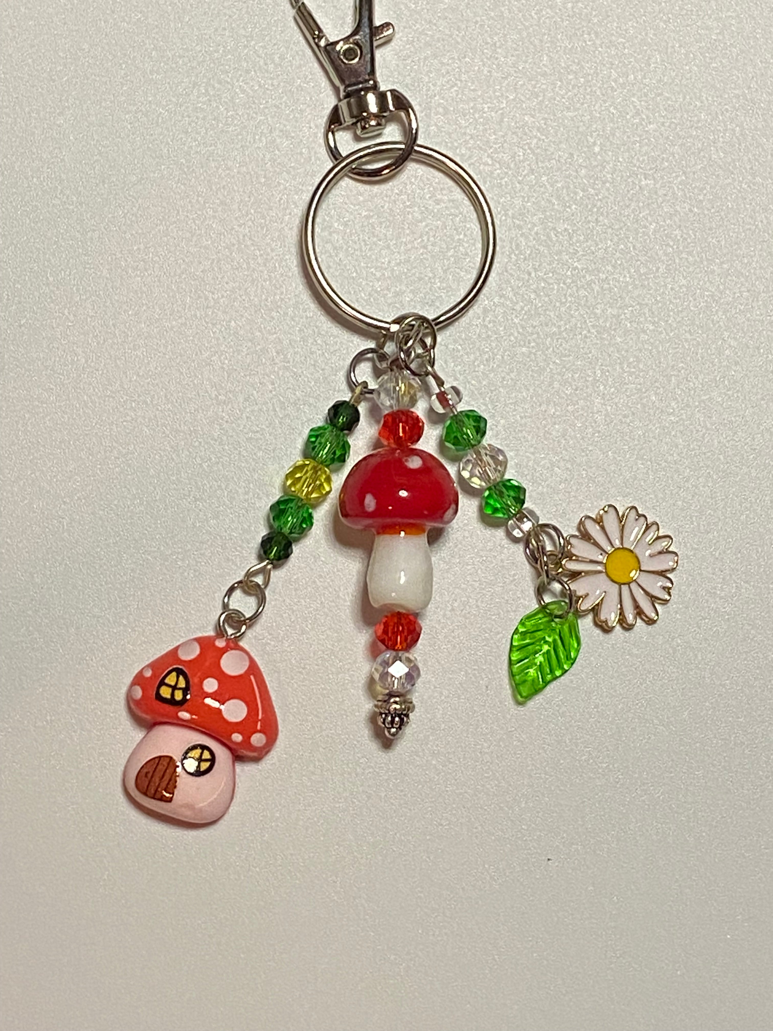 Coquette keychains, Cottagecore Keychain, Strawberry Shortcake, Mushroom Keychain