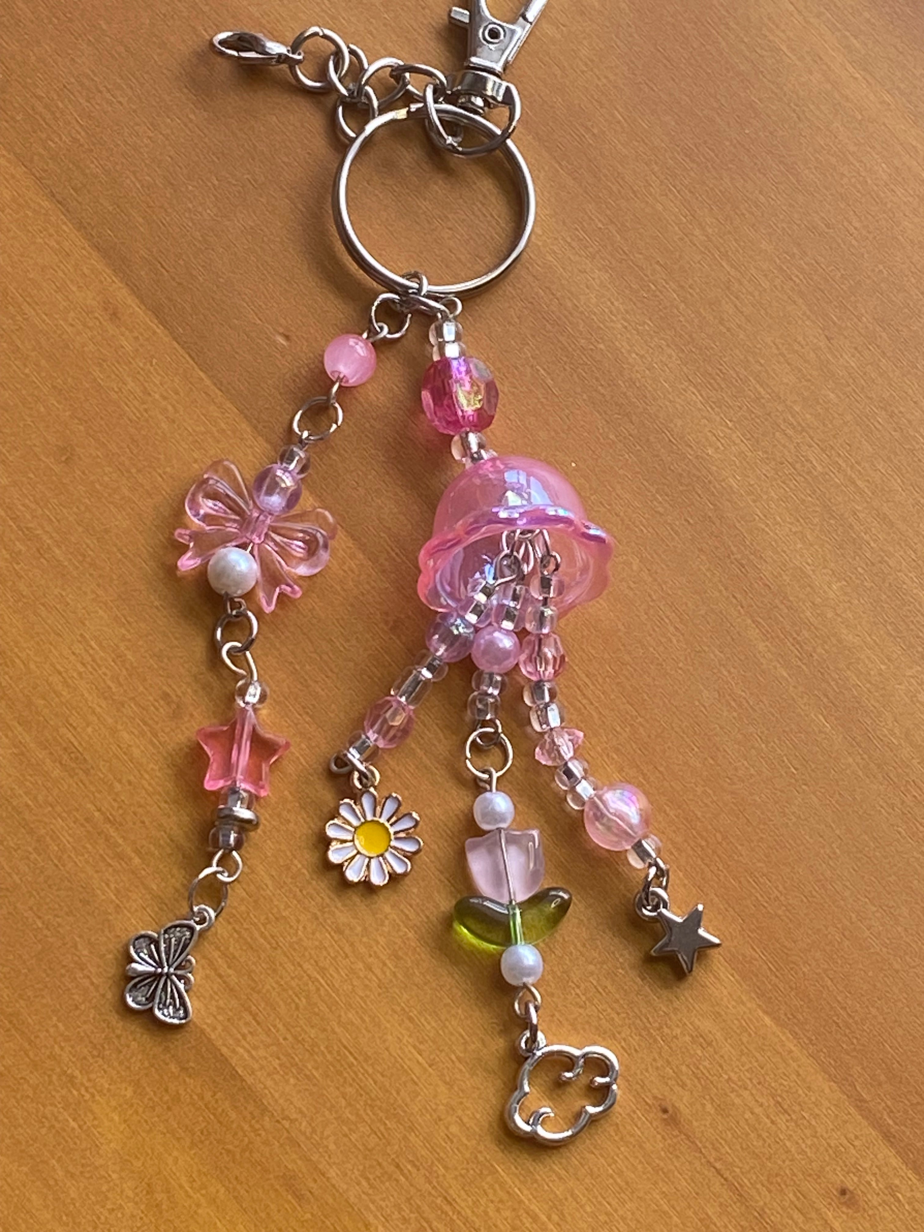 Handmade Jellyfish Keychain, Dangle Charm, Ocean Lover Gift, Mermaid Core,