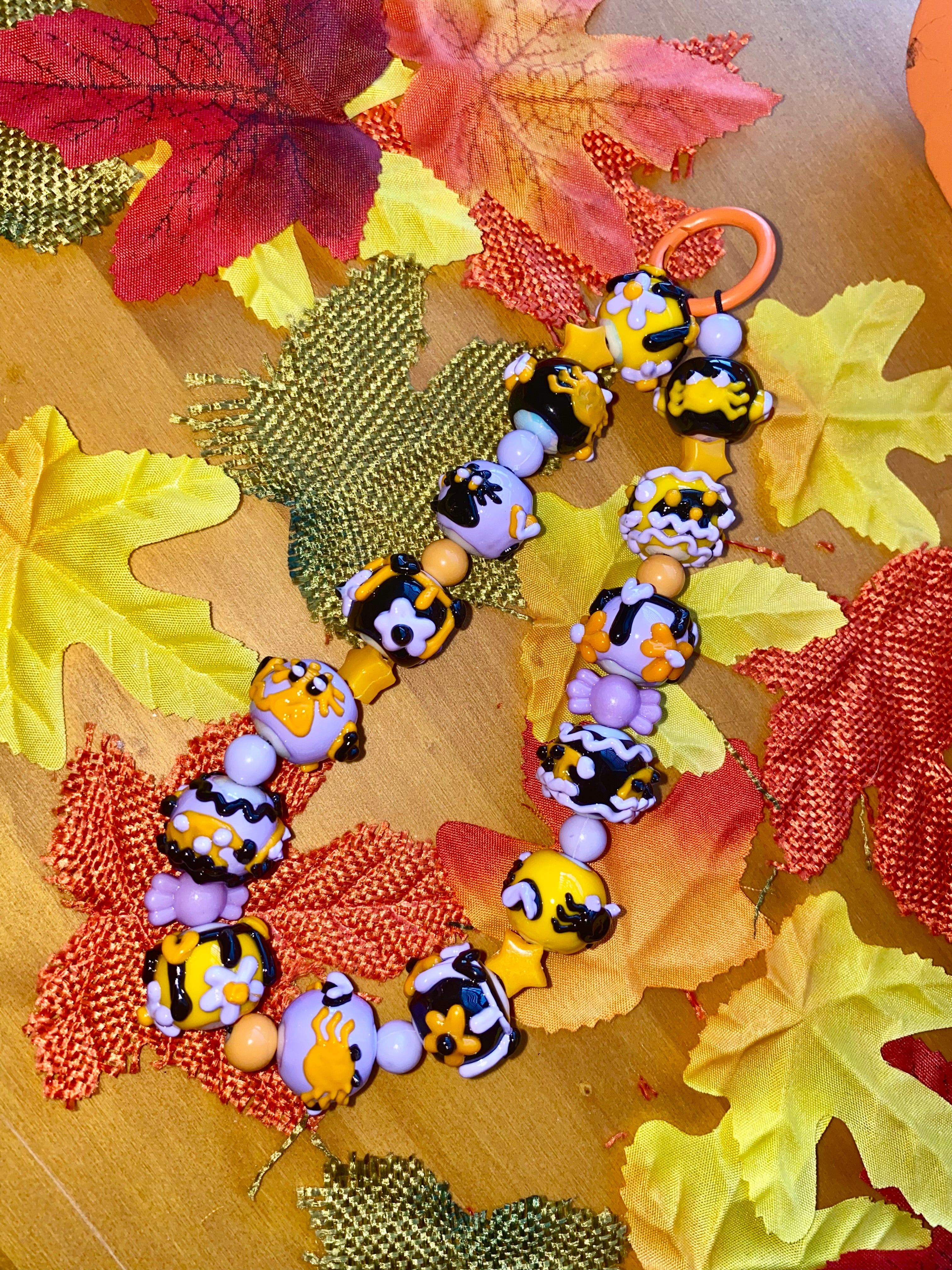 Coquette Beaded Bag Charms, Handpainted Beaded Keychain,Handmade Beaded Purse Charms, Handmade Kawaii Bag Charms, Pastel Phone Chain Wristlet, Phone Accessories, Chunky Beaded Phone Chain Wrist