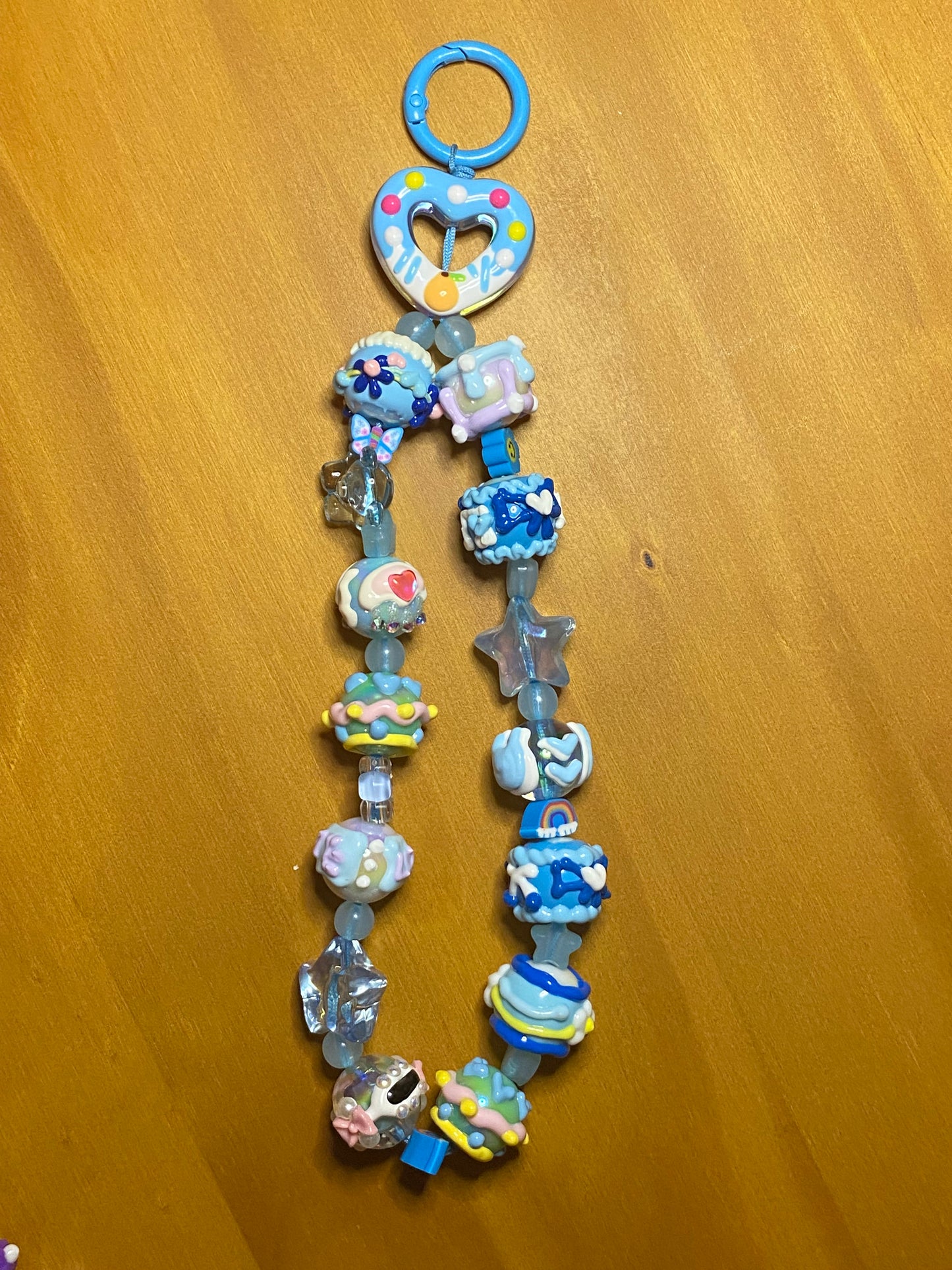 Coquette Beaded Bag Charms, Handpainted Beaded Keychain,Handmade Beaded Purse Charms, Handmade Kawaii Bag Charms, Pastel Phone Chain Wristlet, Phone Accessories, Chunky Beaded Phone Chain Wrist