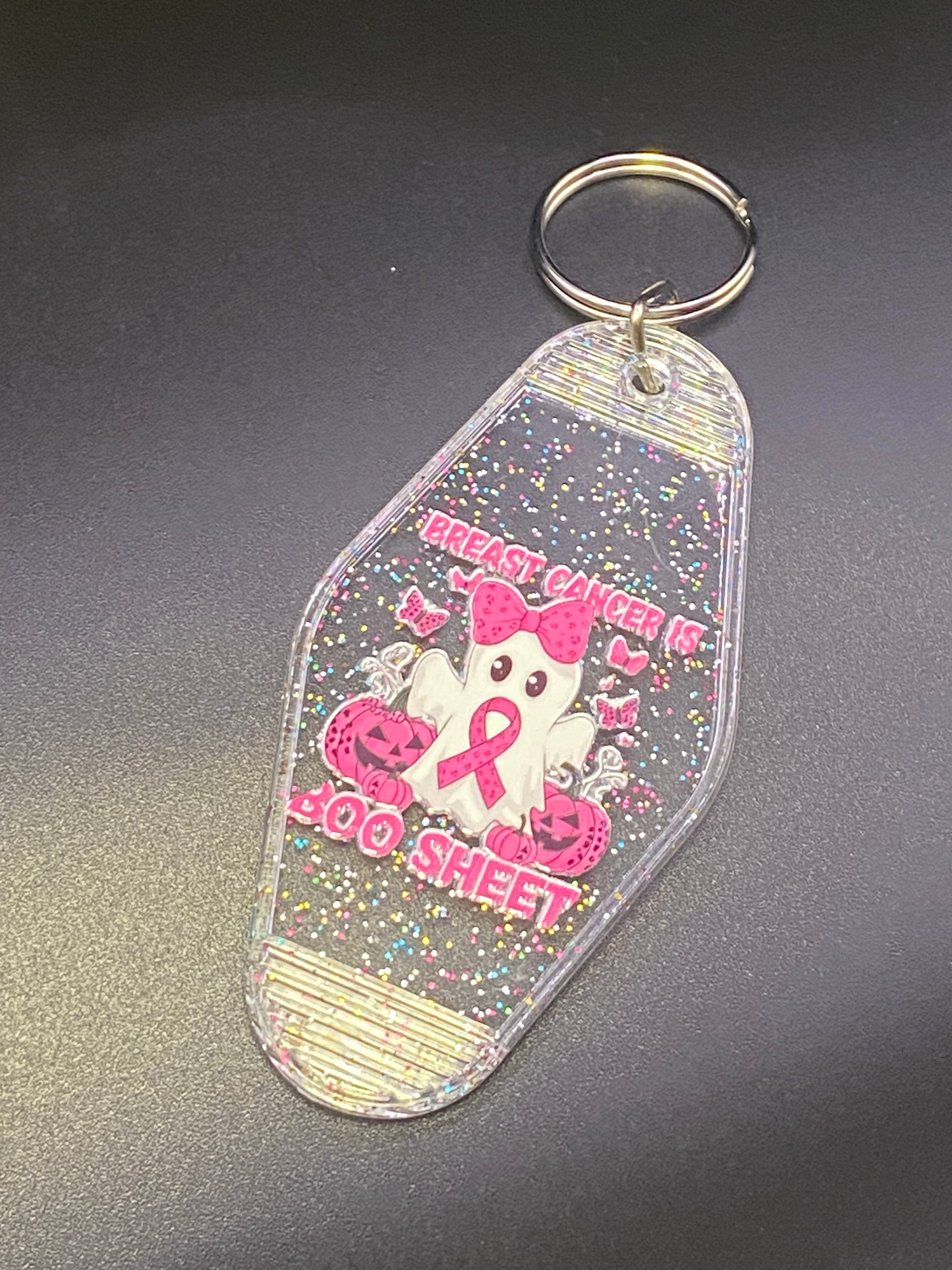 Halloween Motel Keychain, Spooky, October Breast Cancer Awareness Month, Boo Basket,