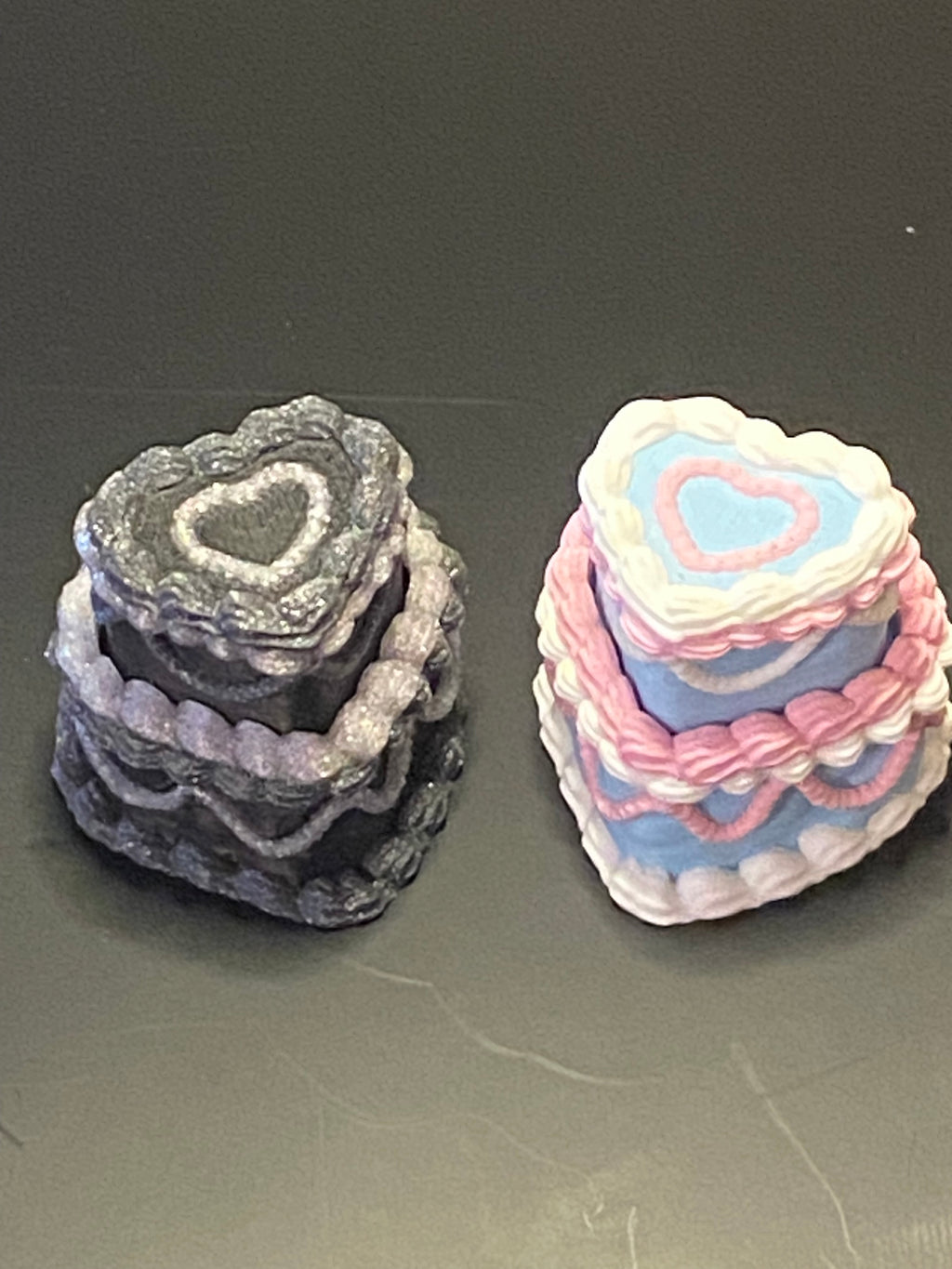 Self Care Cake Clicker, Self Care Fidget Toy, Kawaii Clicker Fidget Toy, Clicky Toy for Stress Relief, Anxiety Relief Desk Toy, Stimming , Neurodivergent, ADHD, Halloween Fidget Toy- Black Coquette Cake