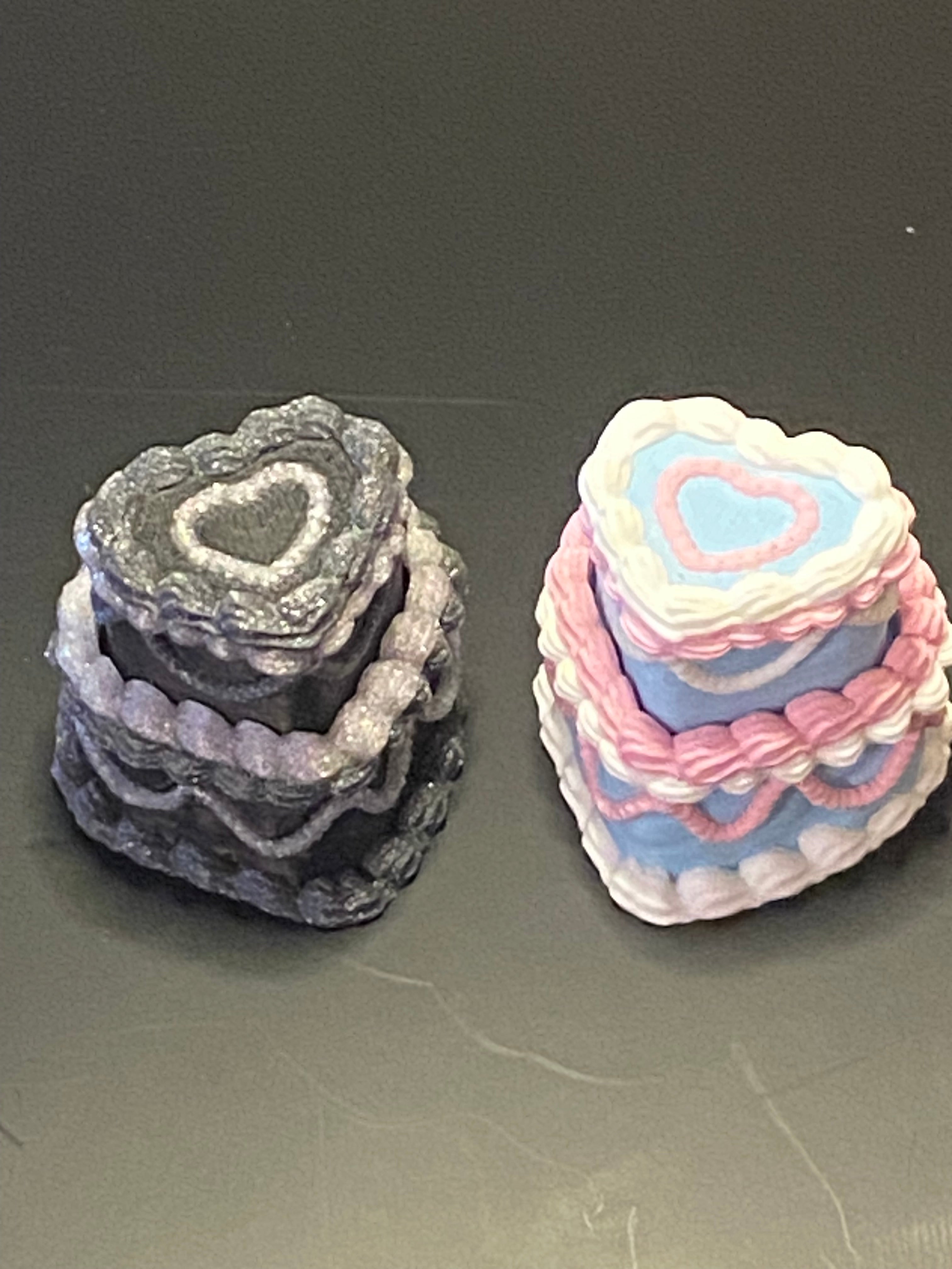 Self Care Cake Clicker, Self Care Fidget Toy, Kawaii Clicker Fidget Toy, Clicky Toy for Stress Relief, Anxiety Relief Desk Toy, Stimming , Neurodivergent, ADHD, Halloween Fidget Toy- Black Coquette Cake