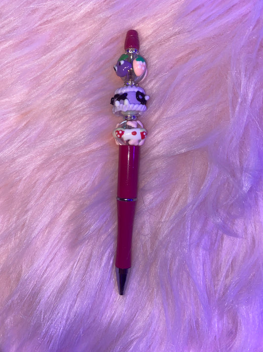 Burgundy Beaded Pen