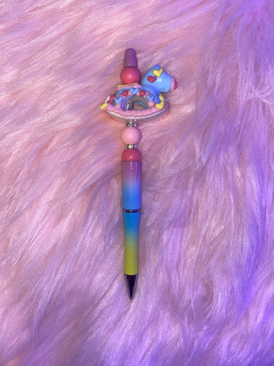 Light Blue/Pink Rocking Horse Beaded Pen