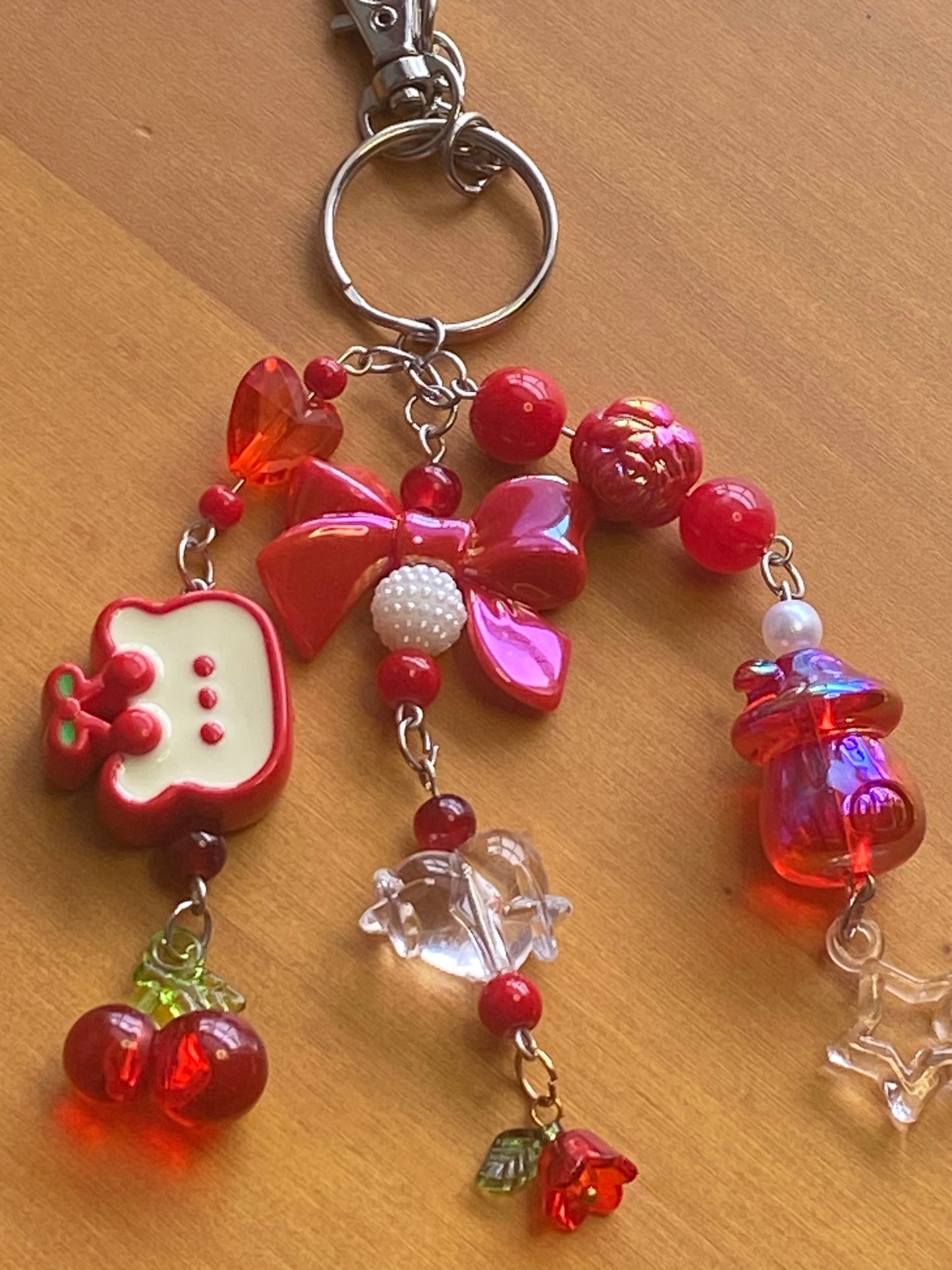 Kawaii Beaded Keychain, Y2K themed charm, nostalgia,