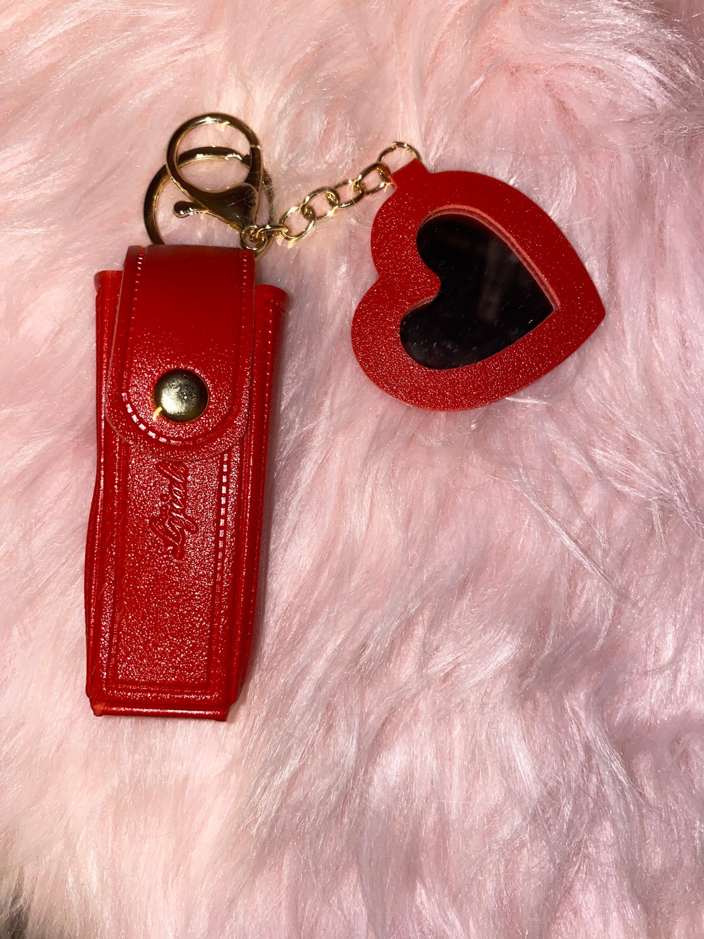 Lipstick Holder Keychain with Mirror