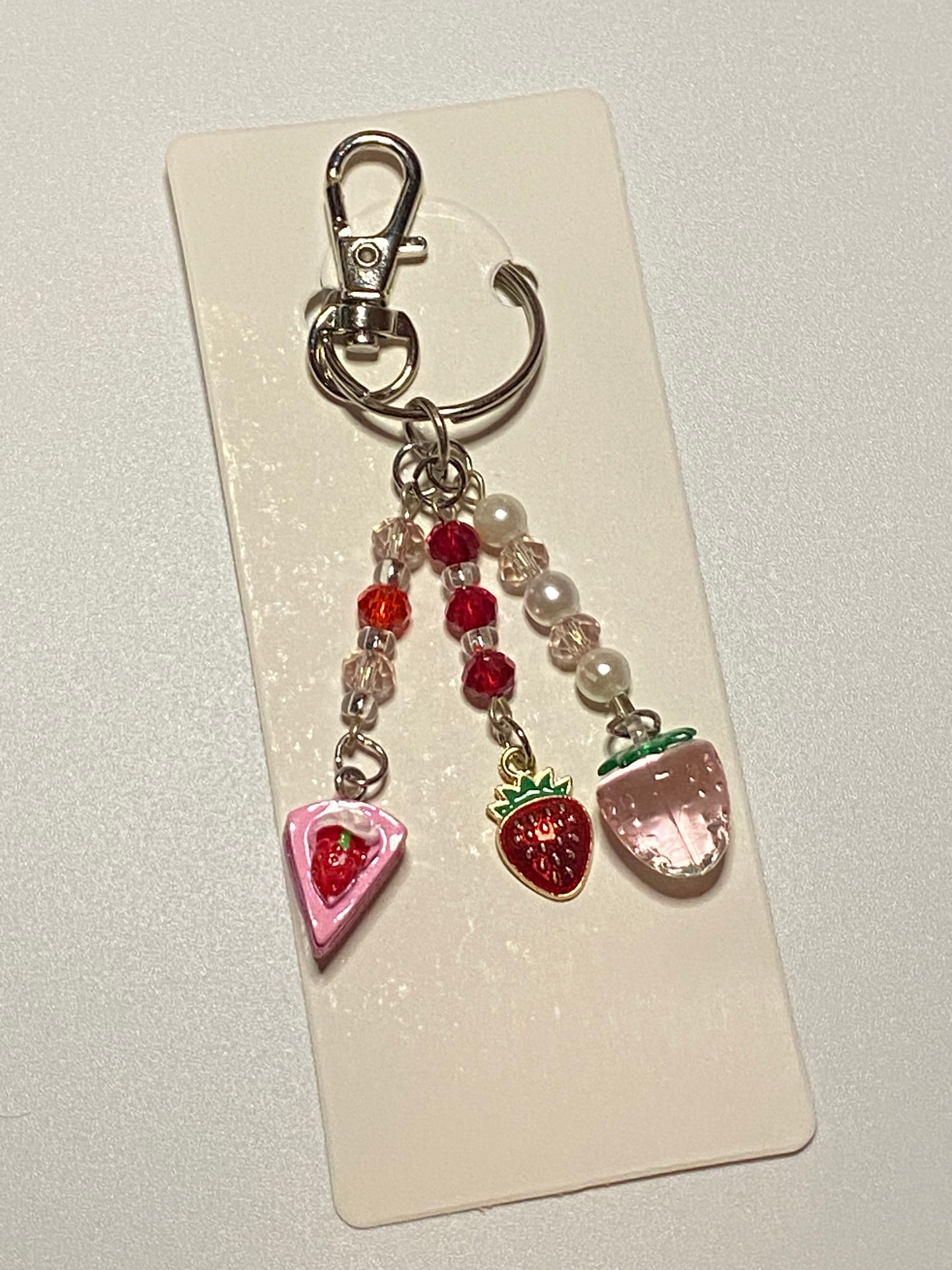 Coquette keychains, Cottagecore Keychain, Strawberry Shortcake, Mushroom Keychain