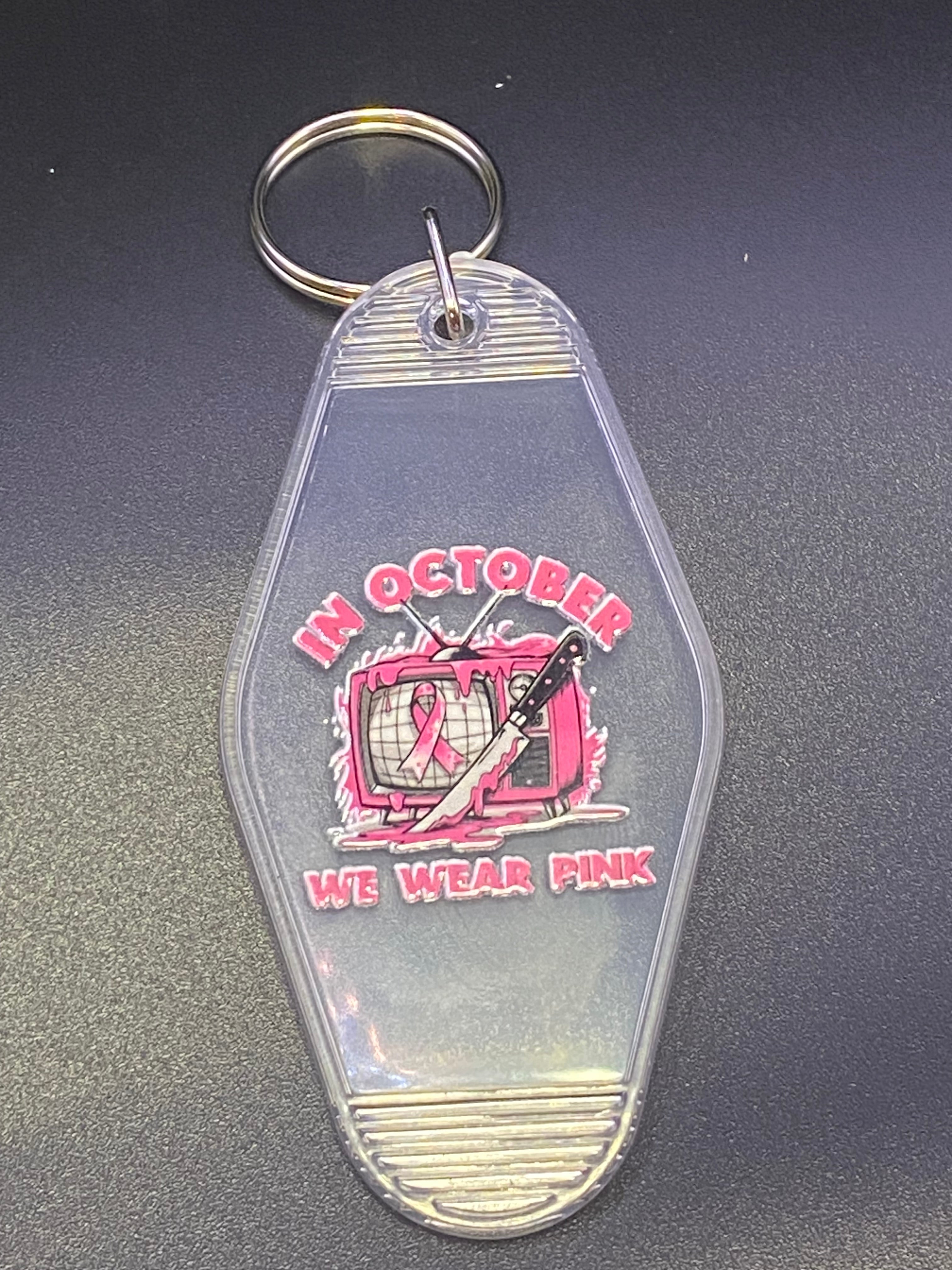 Halloween Motel Keychain, Spooky, October Breast Cancer Awareness Month, Boo Basket,