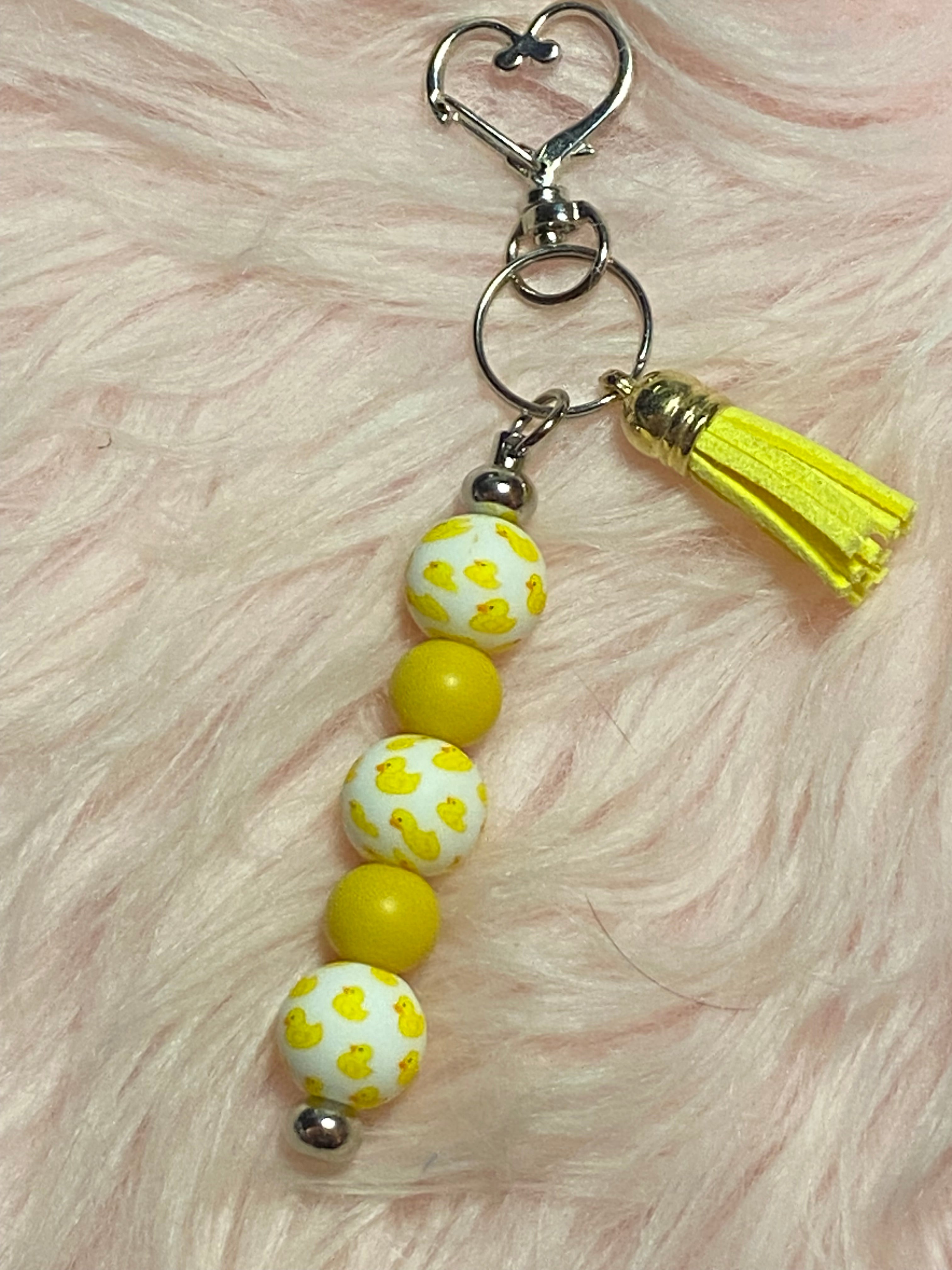 Beaded Keychain with Tassel, Awareness Accessories, Autism Awareness, Breast Cancer Awareness