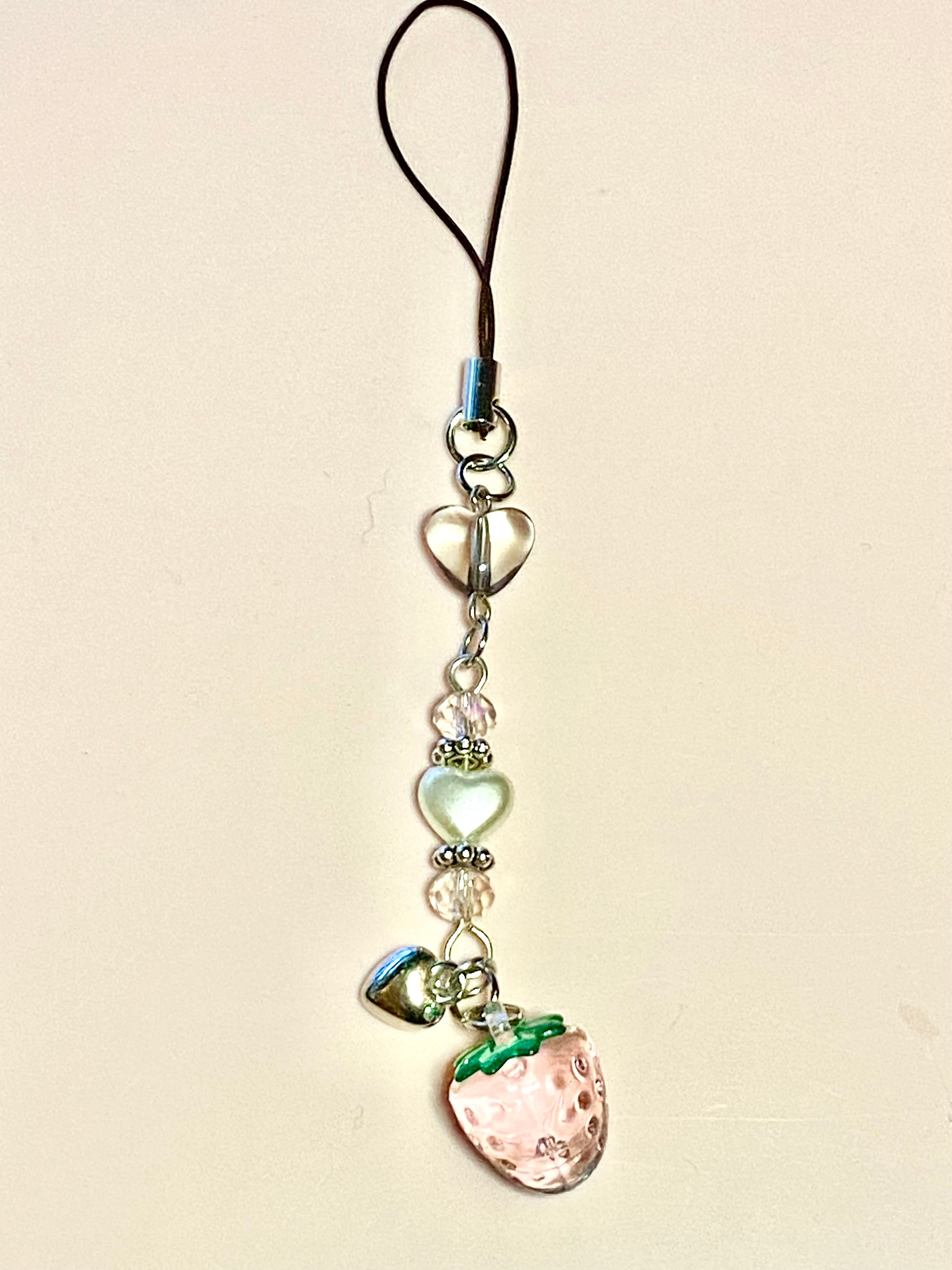 Coquette Dangle Phone Charms, Coquette Accessories, Strawberries, Cherries, Bows