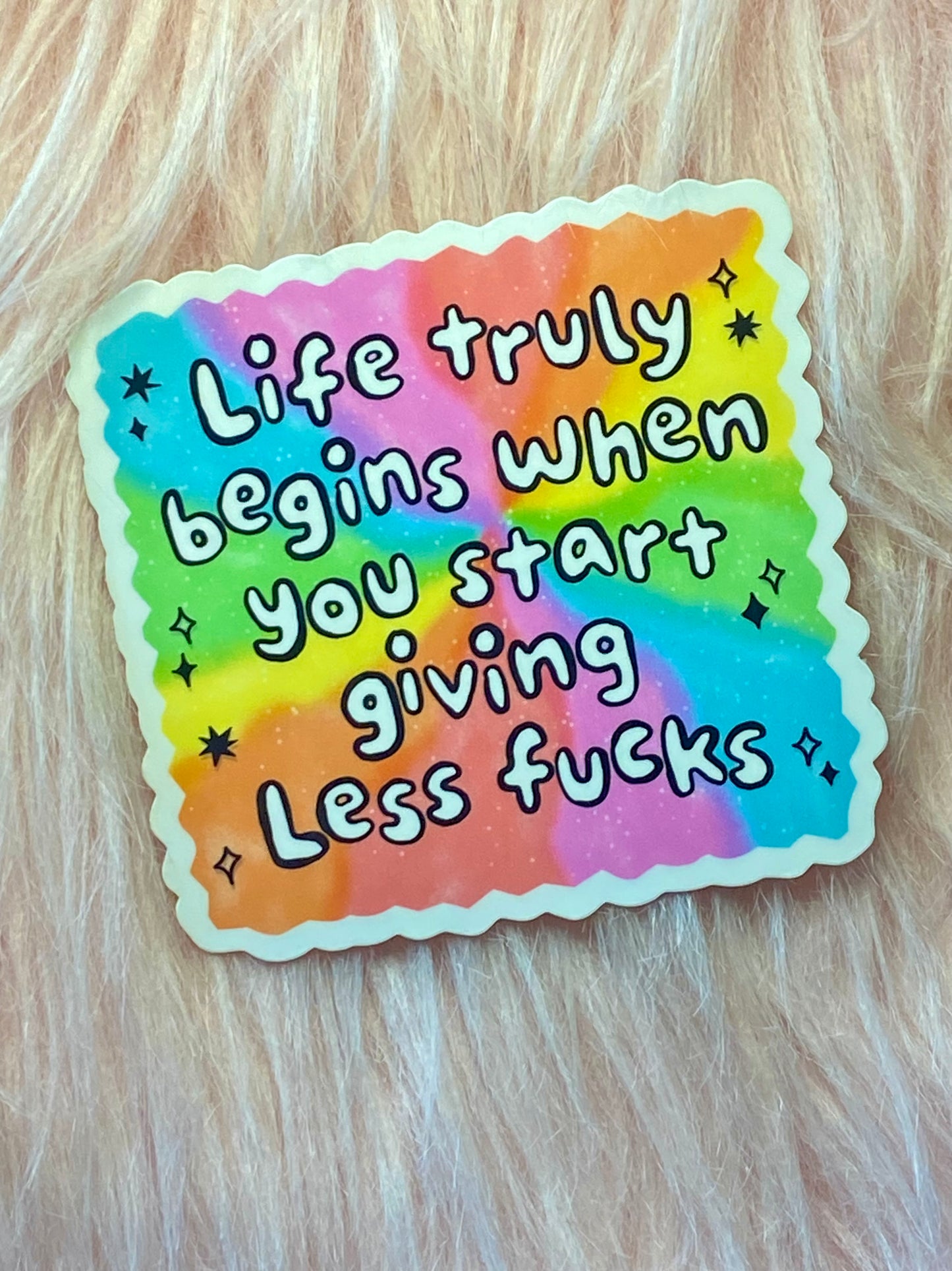 Life Truly Begins When You Start Giving Less F*cks Sticker, Mental Health Awareness Sticker, Kindle Sticker, Water Bottle Sticker