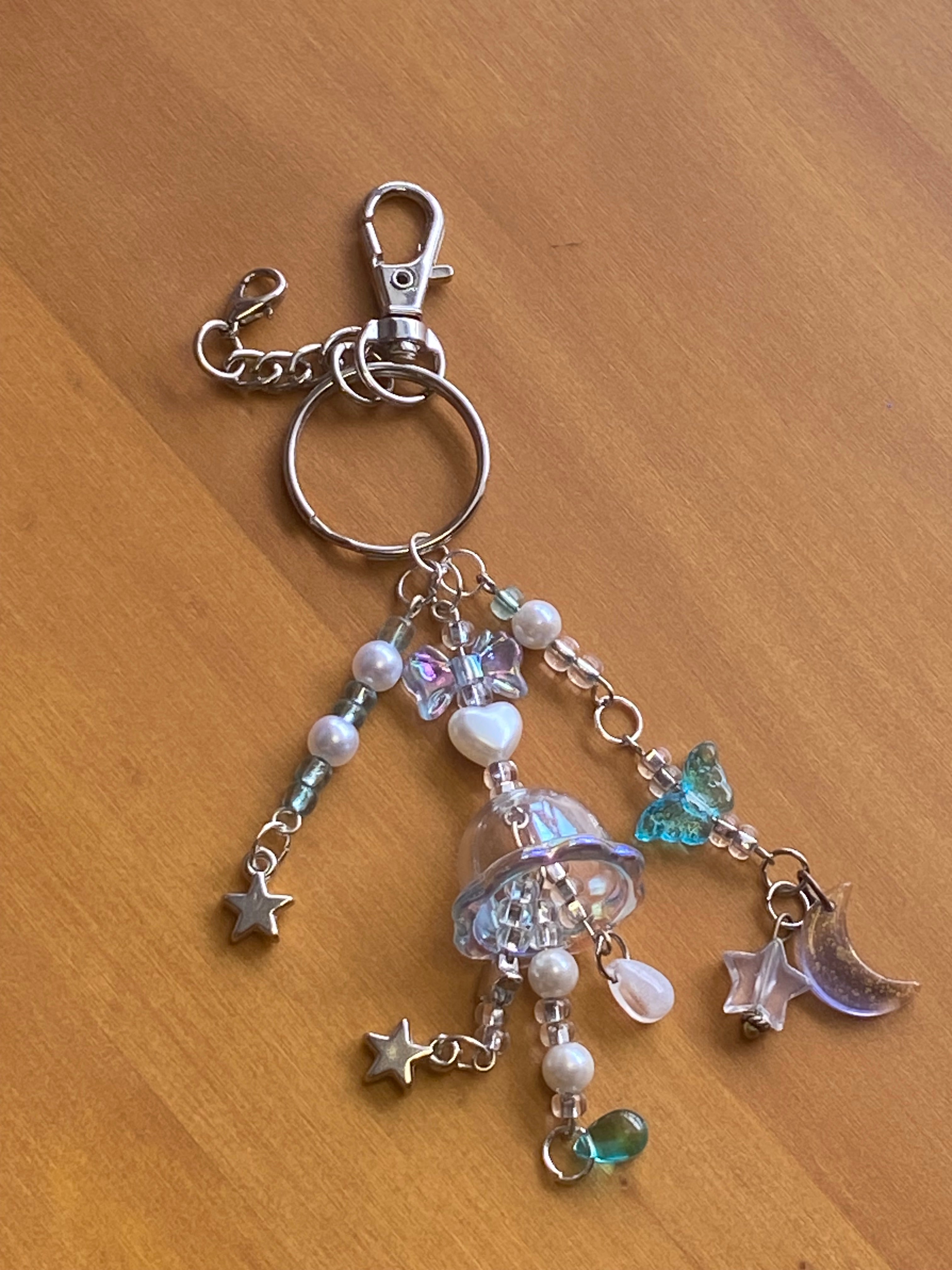 Handmade Jellyfish Keychain, Dangle Charm, Ocean Lover Gift, Mermaid Core,