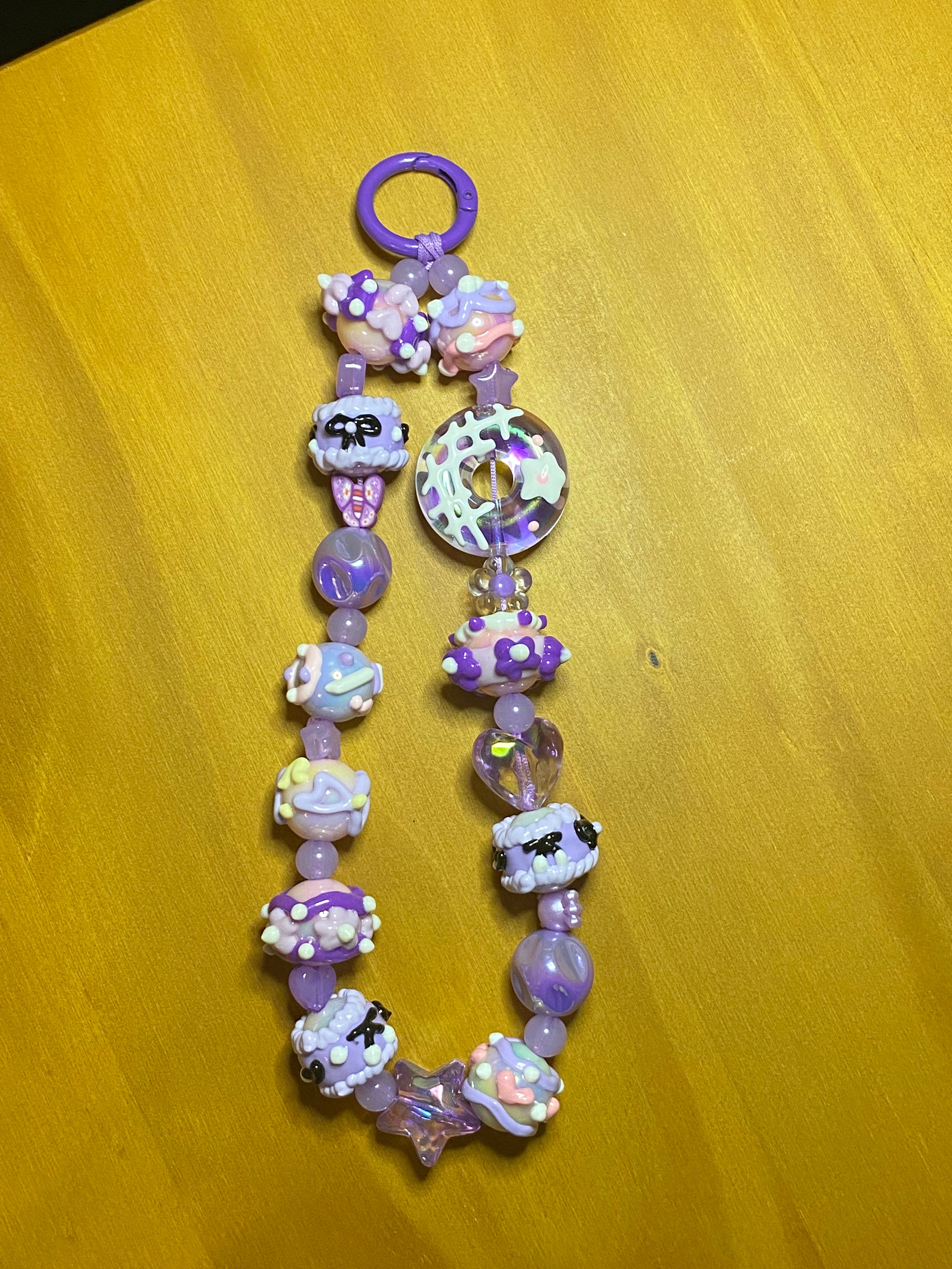 Coquette Beaded Bag Charms, Handpainted Beaded Keychain,Handmade Beaded Purse Charms, Handmade Kawaii Bag Charms, Pastel Phone Chain Wristlet, Phone Accessories, Chunky Beaded Phone Chain Wrist