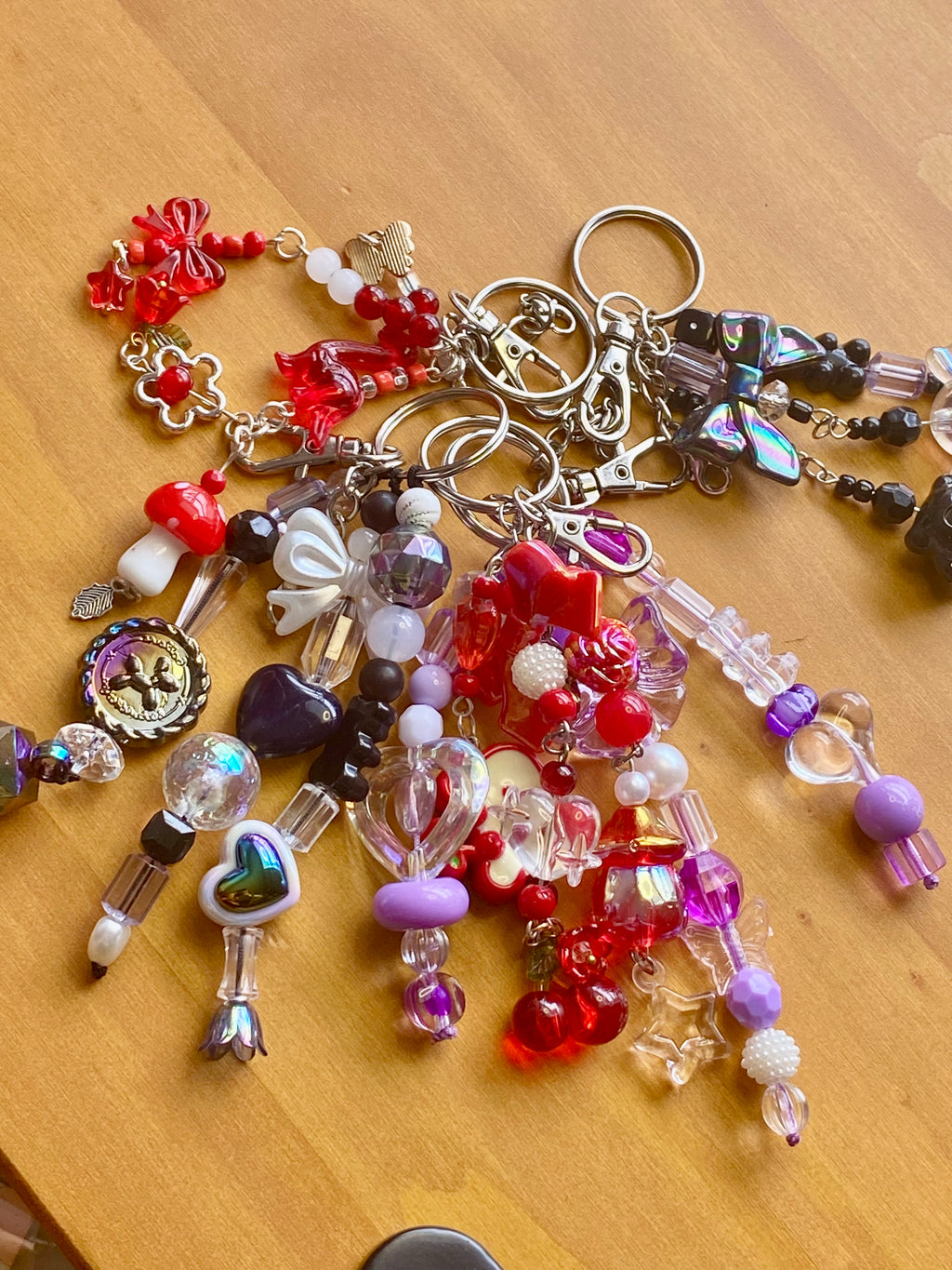 Kawaii Beaded Keychain, Y2K themed charm, nostalgia,
