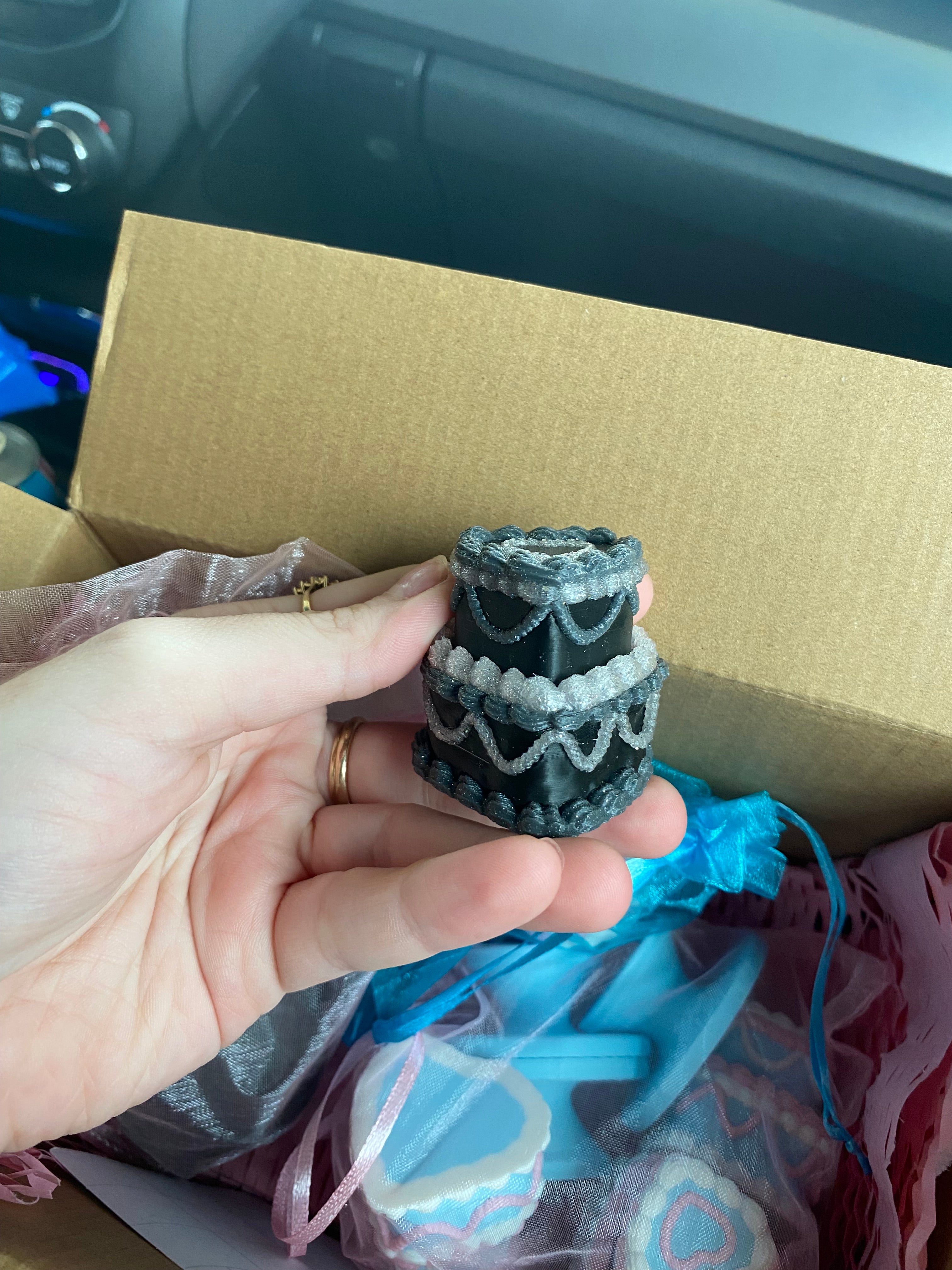 Self Care Cake Clicker, Self Care Fidget Toy, Kawaii Clicker Fidget Toy, Clicky Toy for Stress Relief, Anxiety Relief Desk Toy, Stimming , Neurodivergent, ADHD, Halloween Fidget Toy- Black Coquette Cake