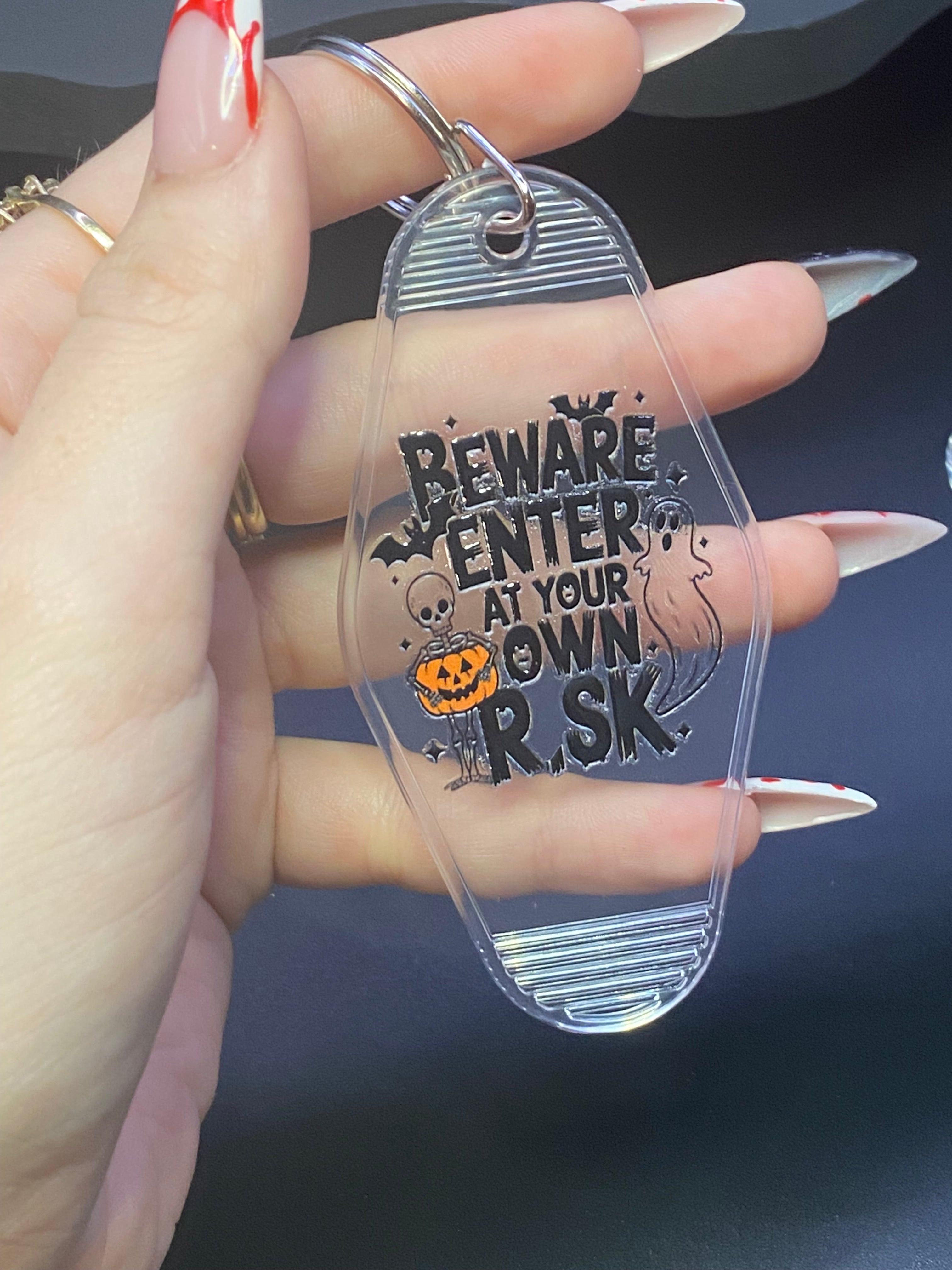 Halloween Motel Keychain, Spooky, October Breast Cancer Awareness Month, Boo Basket,