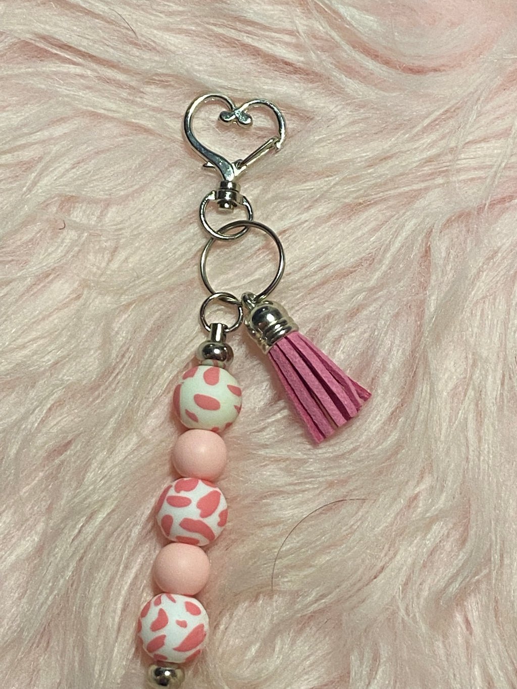 Beaded Keychain with Tassel, Awareness Accessories, Autism Awareness, Breast Cancer Awareness