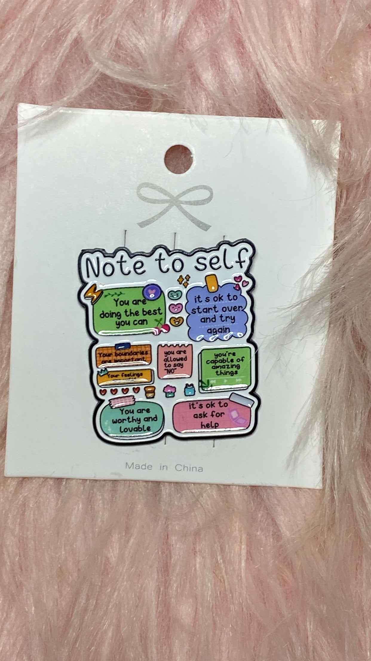 Note to Self Mental Health Reminders Enamel Pin, Mental Health Awareness, You are worthy and lovable