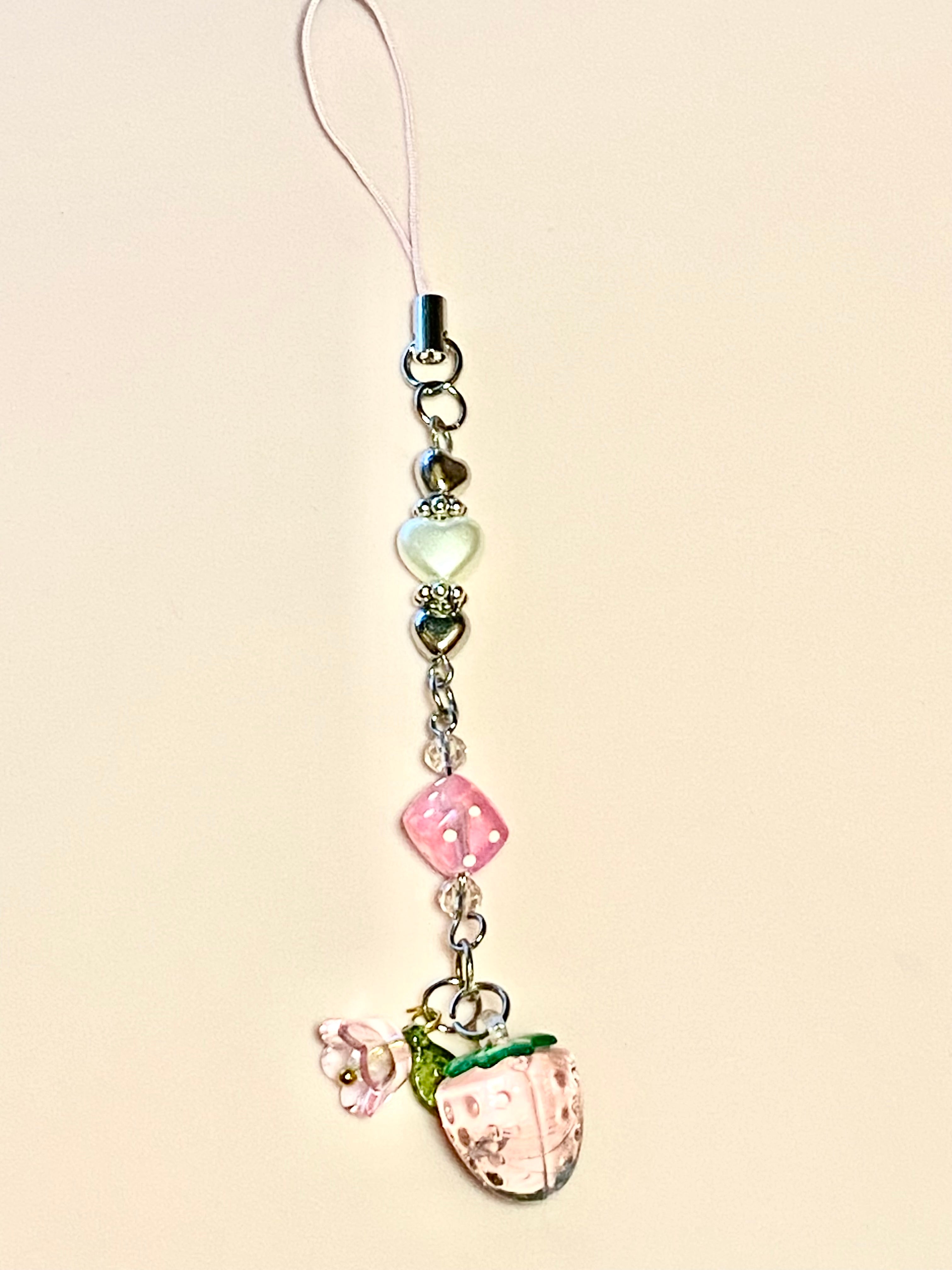 Coquette Dangle Phone Charms, Coquette Accessories, Strawberries, Cherries, Bows