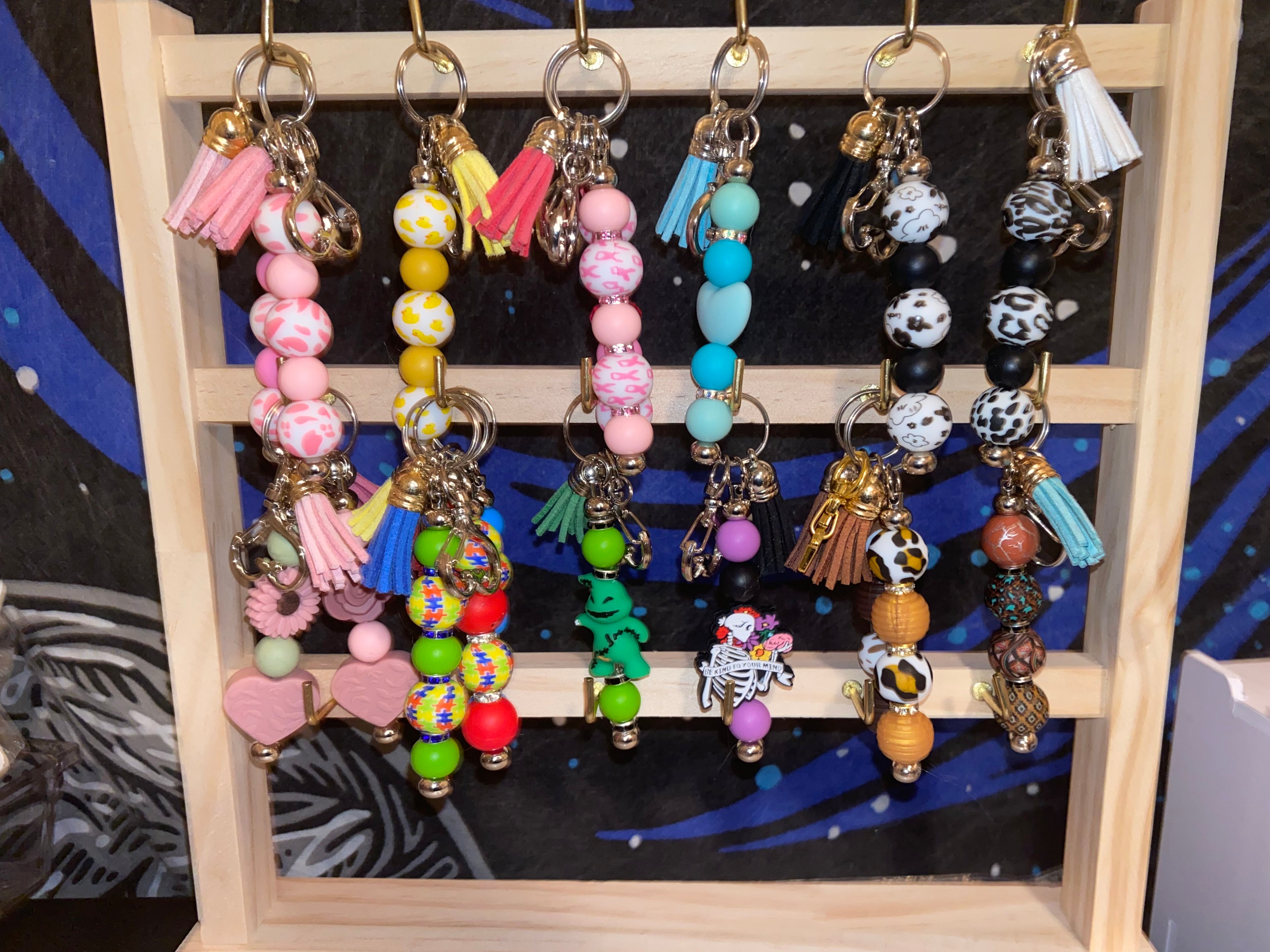 Beaded Keychain with Tassel, Awareness Accessories, Autism Awareness, Breast Cancer Awareness