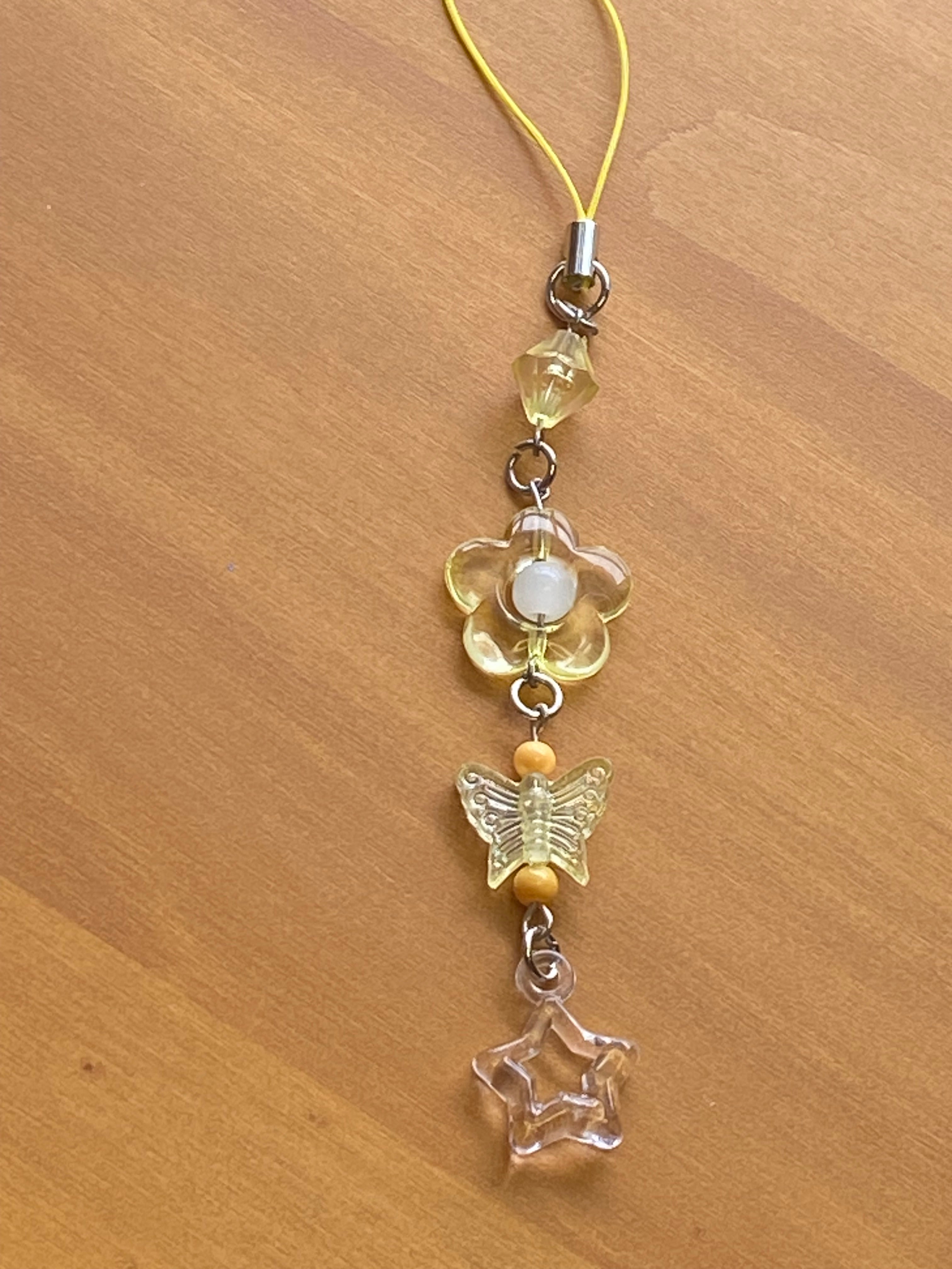 Y2K Phone Charm, Kawaii Dangle Phone Charm, Y2K Beaded Phone Charm, Phone Strap, Bag Charm, Kindle Charm