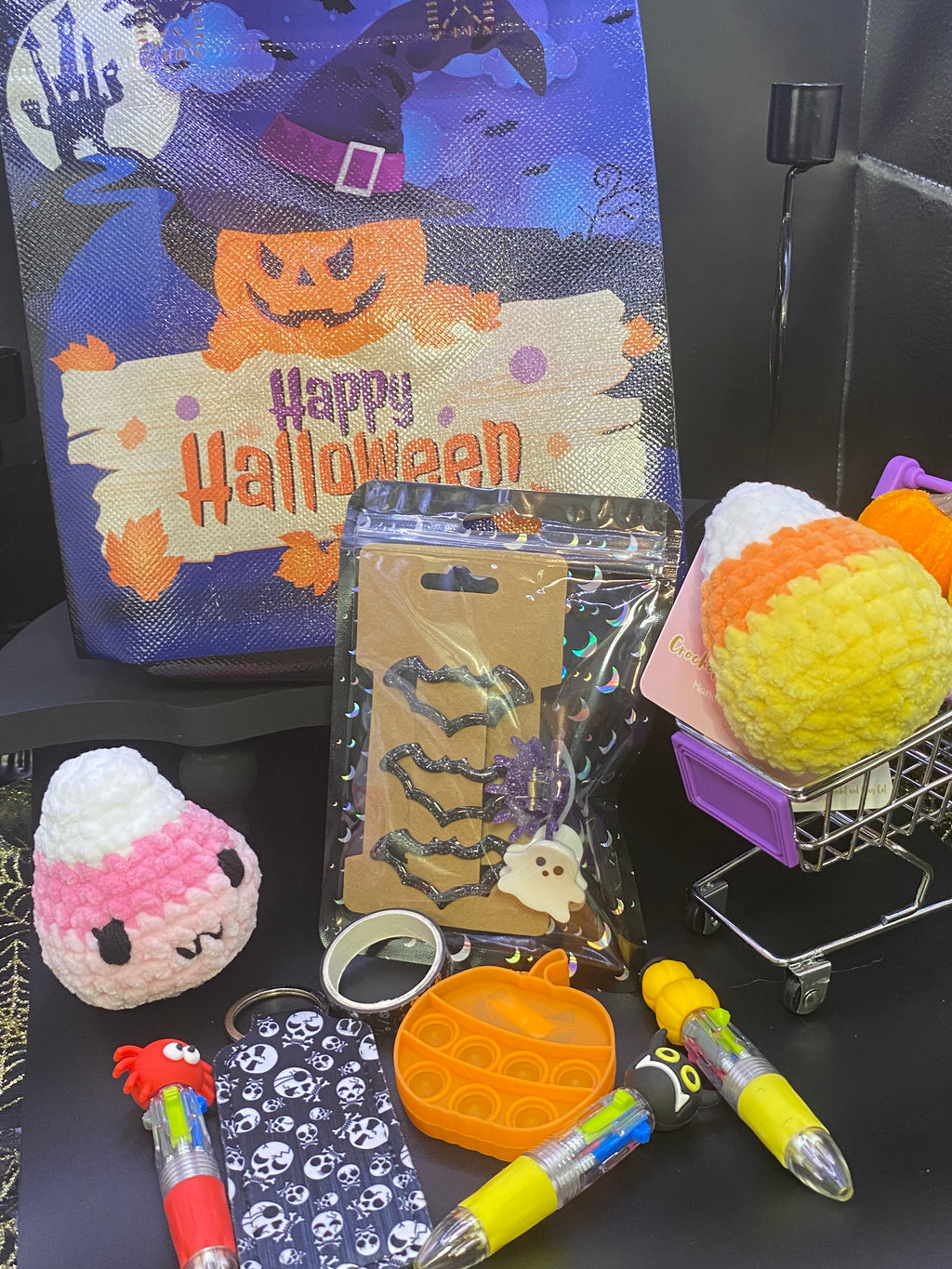 Self Care Boo Basket, Halloween Self Care Kit, Spooky Gift, Candy Corn Fidget Toy, Halloween Pop-it, Candy Corn Plush, Halloween Accessories,