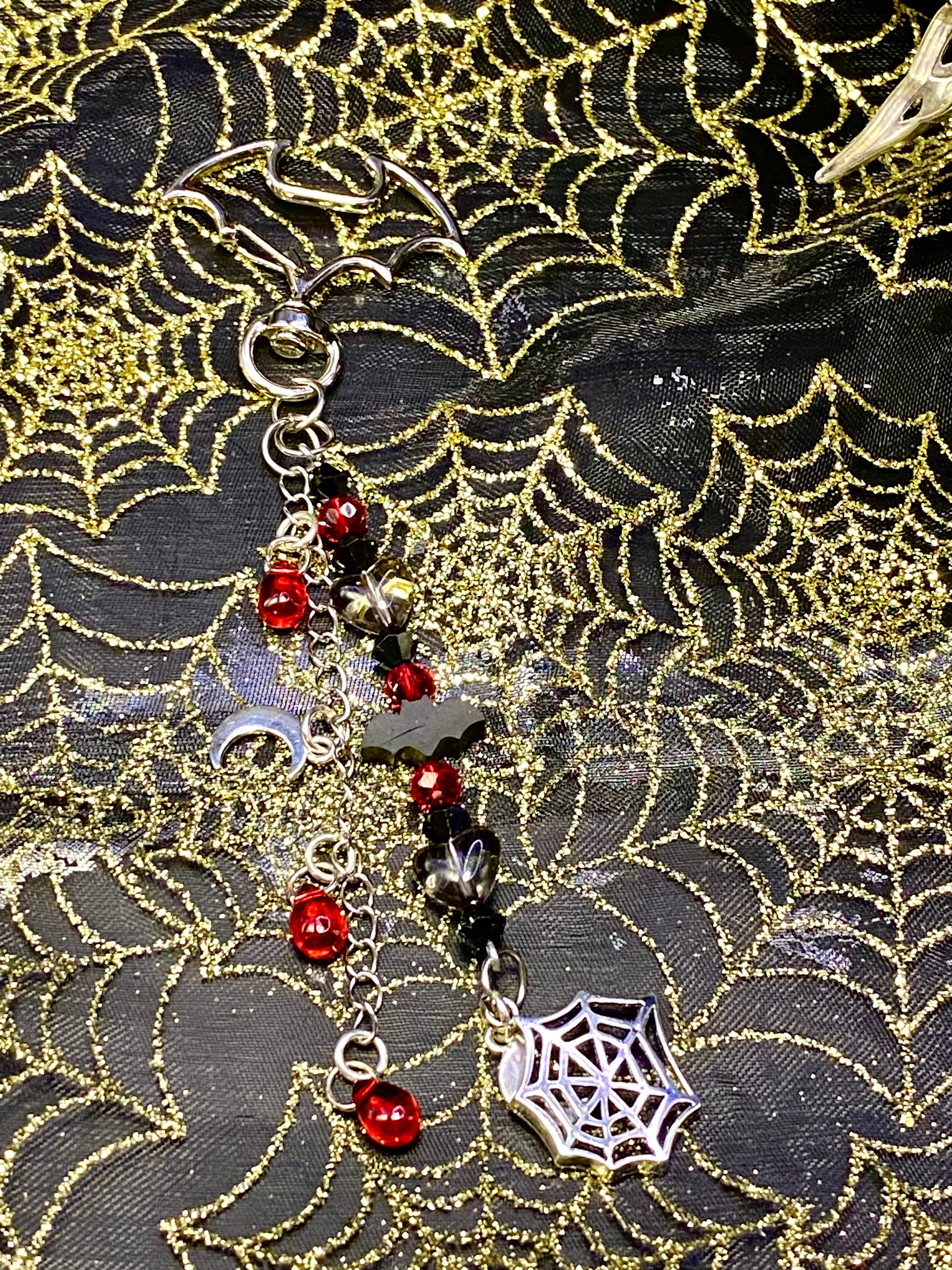 Halloween Keychain with Bat Clasp, Bat Keychain, Spiderwebs, Candy Corn, Spooky Gift, Boo Basket Accessories
