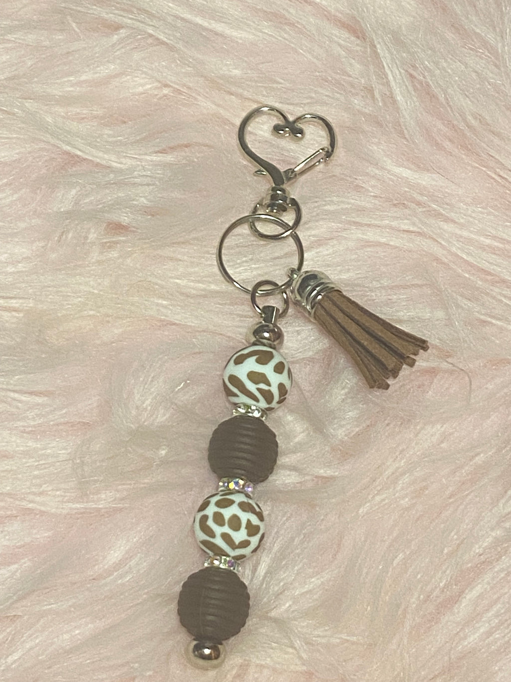 Beaded Keychain with Tassel, Awareness Accessories, Autism Awareness, Breast Cancer Awareness