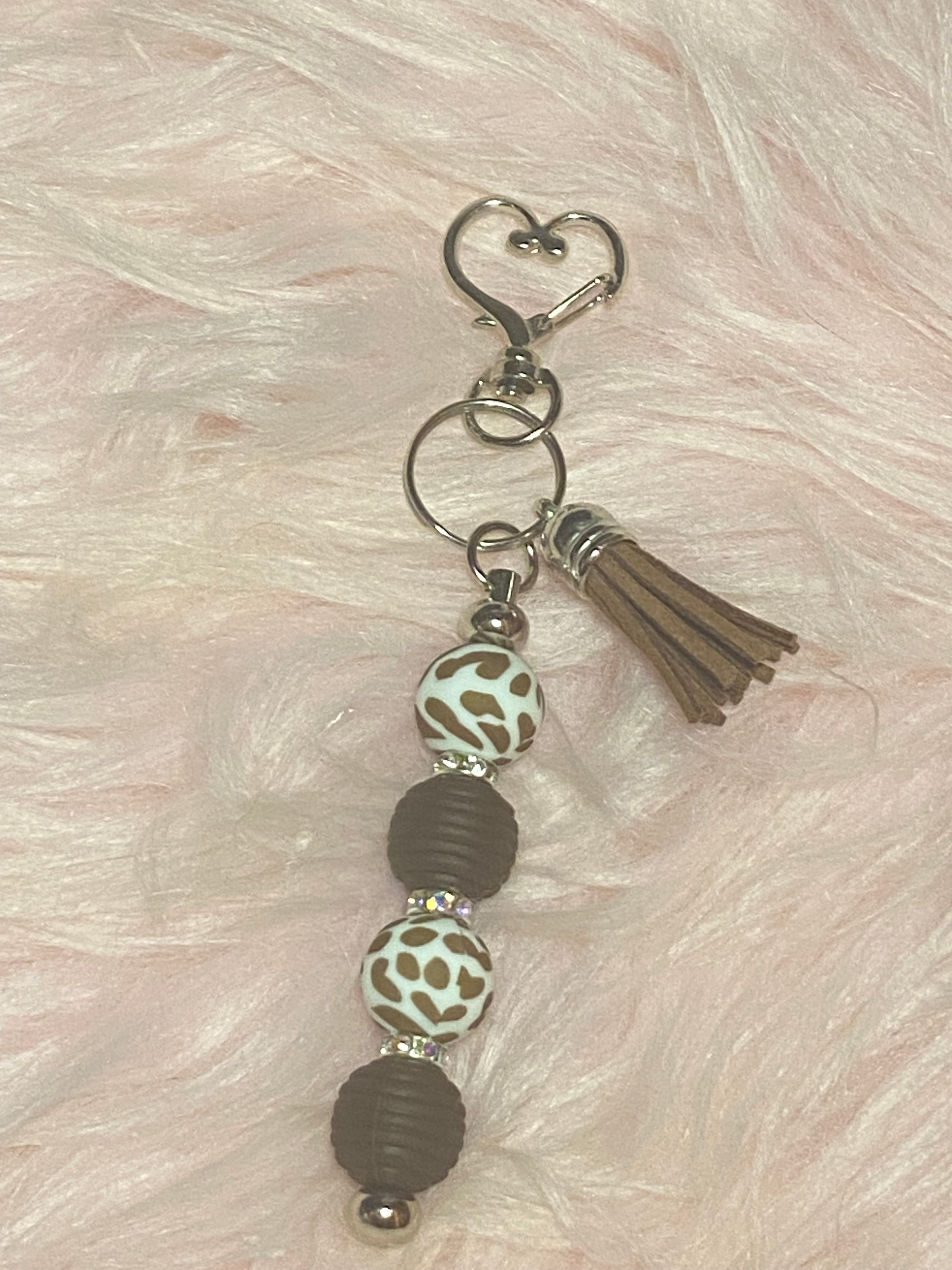 Beaded Keychain with Tassel, Awareness Accessories, Autism Awareness, Breast Cancer Awareness