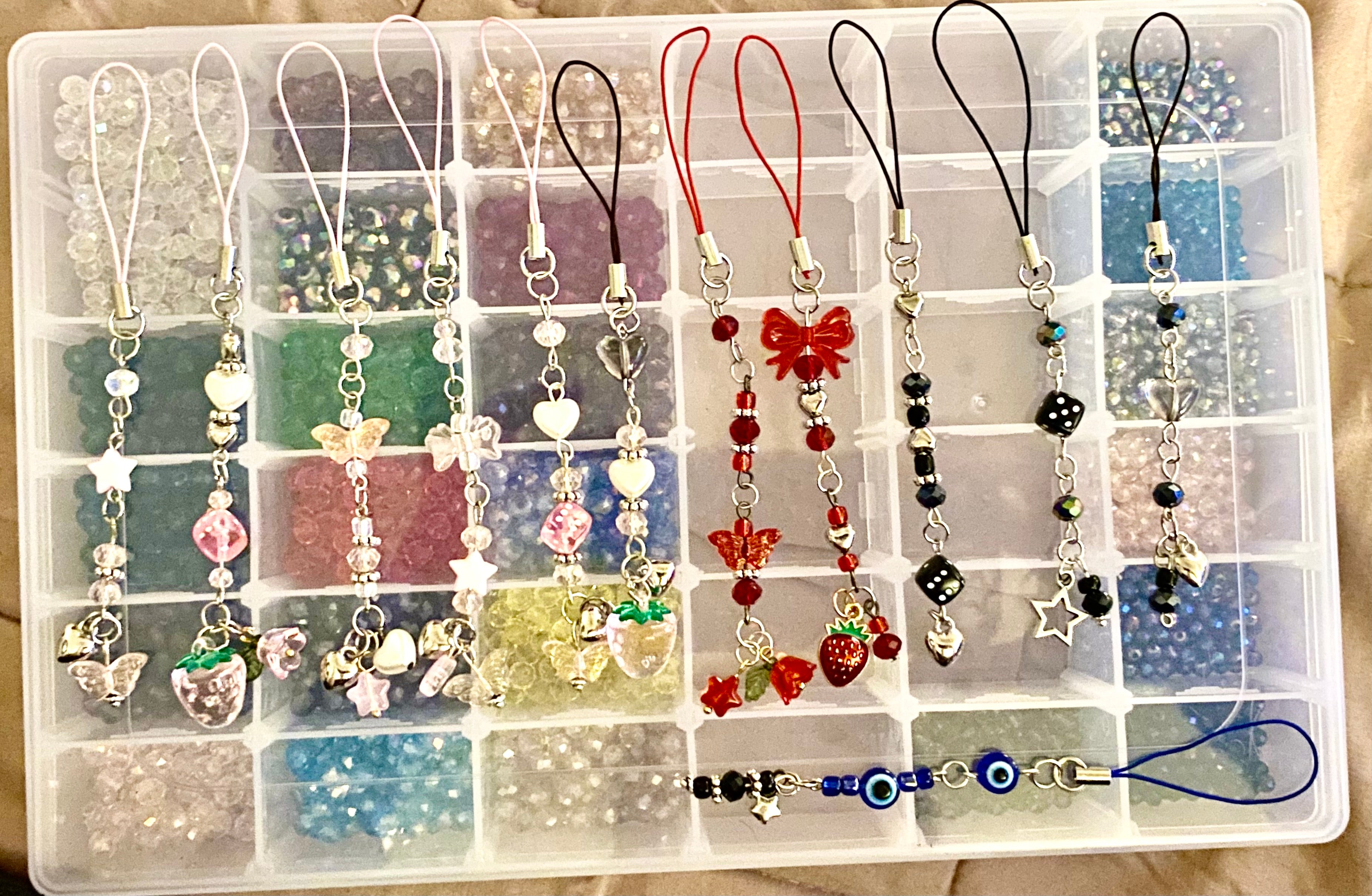 Coquette Dangle Phone Charms, Coquette Accessories, Strawberries, Cherries, Bows