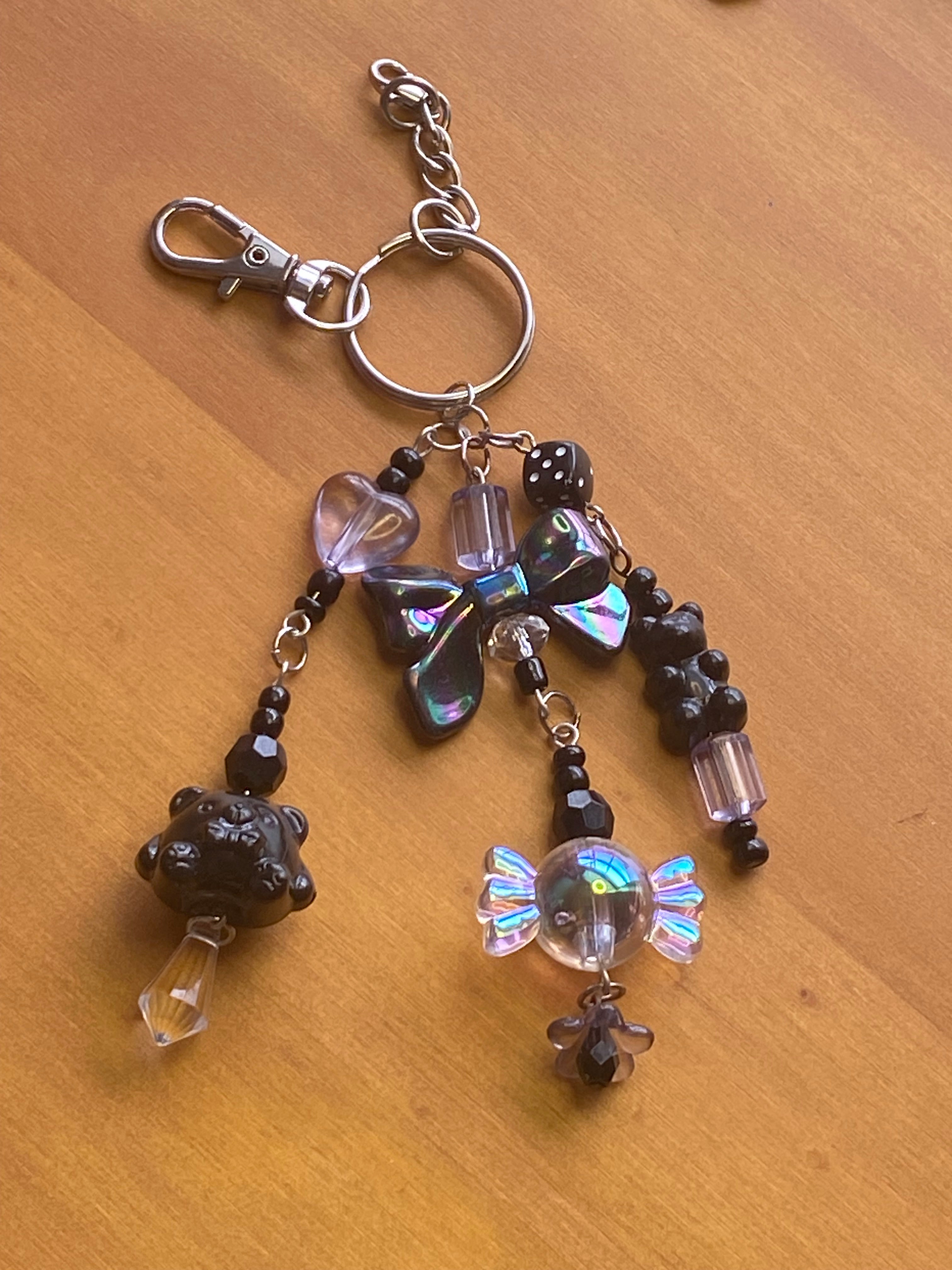 Kawaii Beaded Keychain, Y2K themed charm, nostalgia,