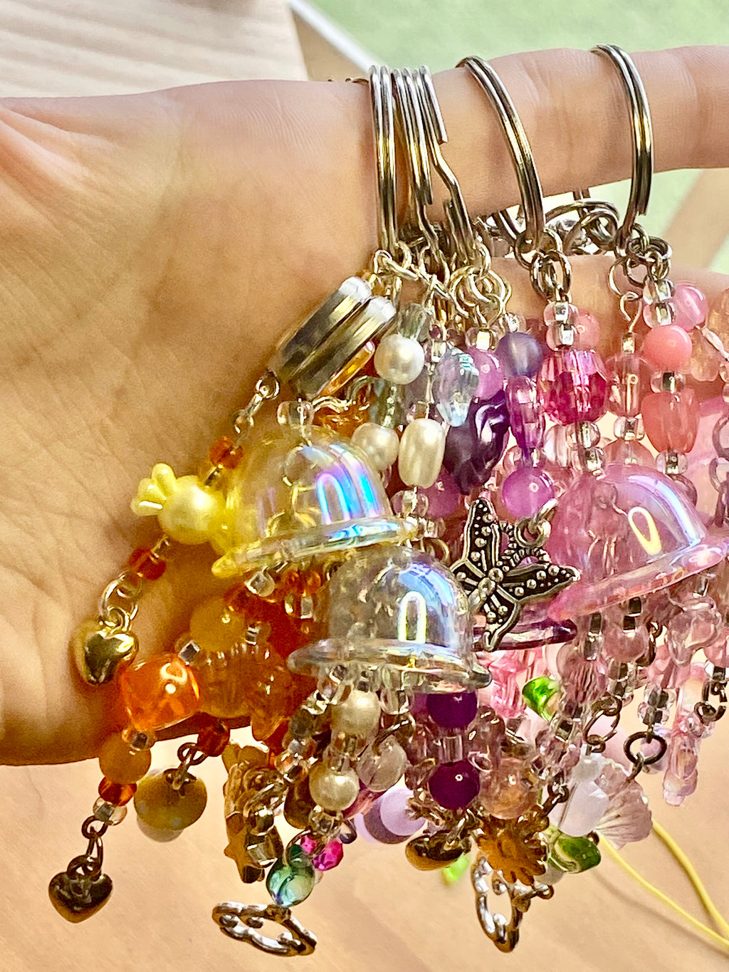 Handmade Jellyfish Keychain, Dangle Charm, Ocean Lover Gift, Mermaid Core,