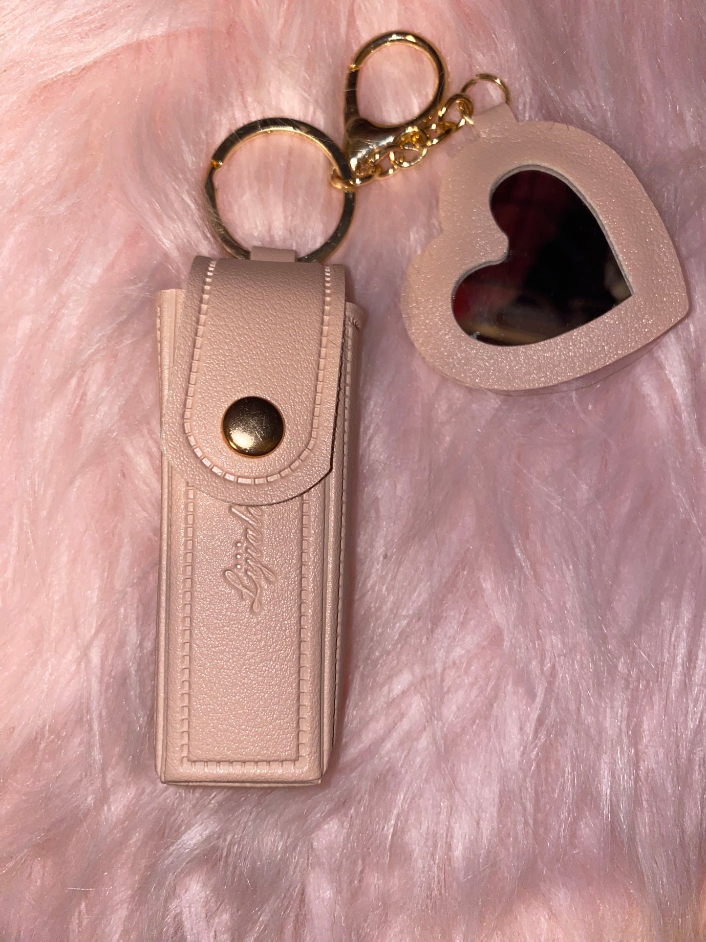 Lipstick Holder Keychain with Mirror