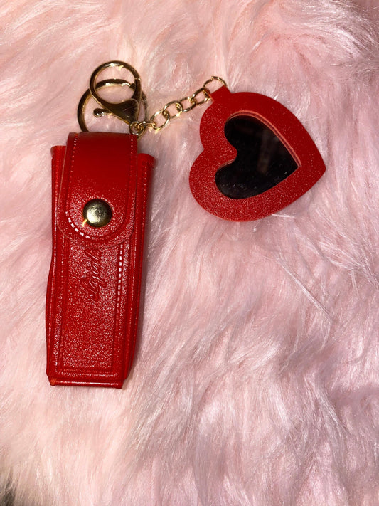 Lipstick Holder Keychain with Mirror