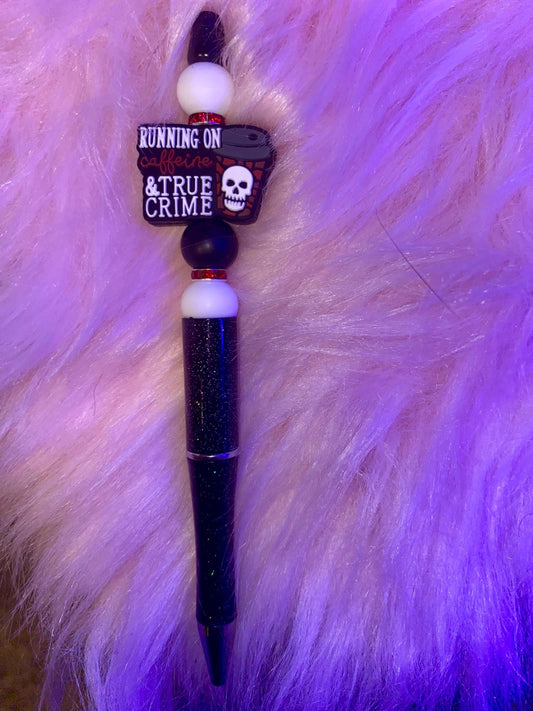 True Crime and Coffee Beaded Pen