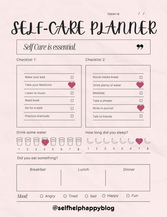 Light Pink Daily Self Care Planner