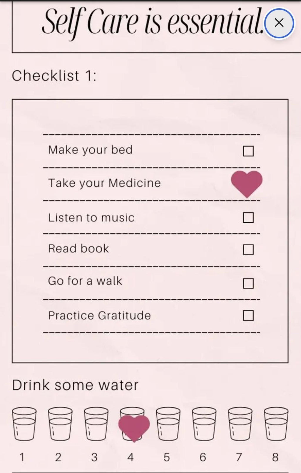 Light Pink Daily Self Care Planner