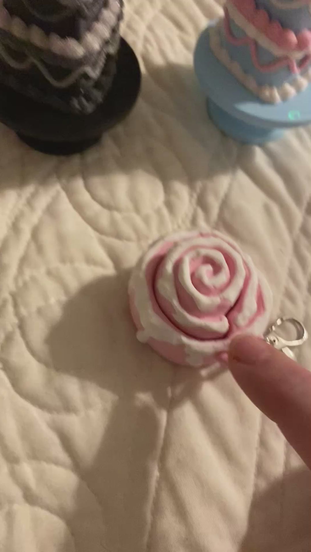 CinnaBun Clicker Keychain, Self Care Fidget Toy, Kawaii Clicker Fidget Toy, Clicky Toy for Stress Relief, Anxiety Relief, Stimming , Neurodivergent, ADHD